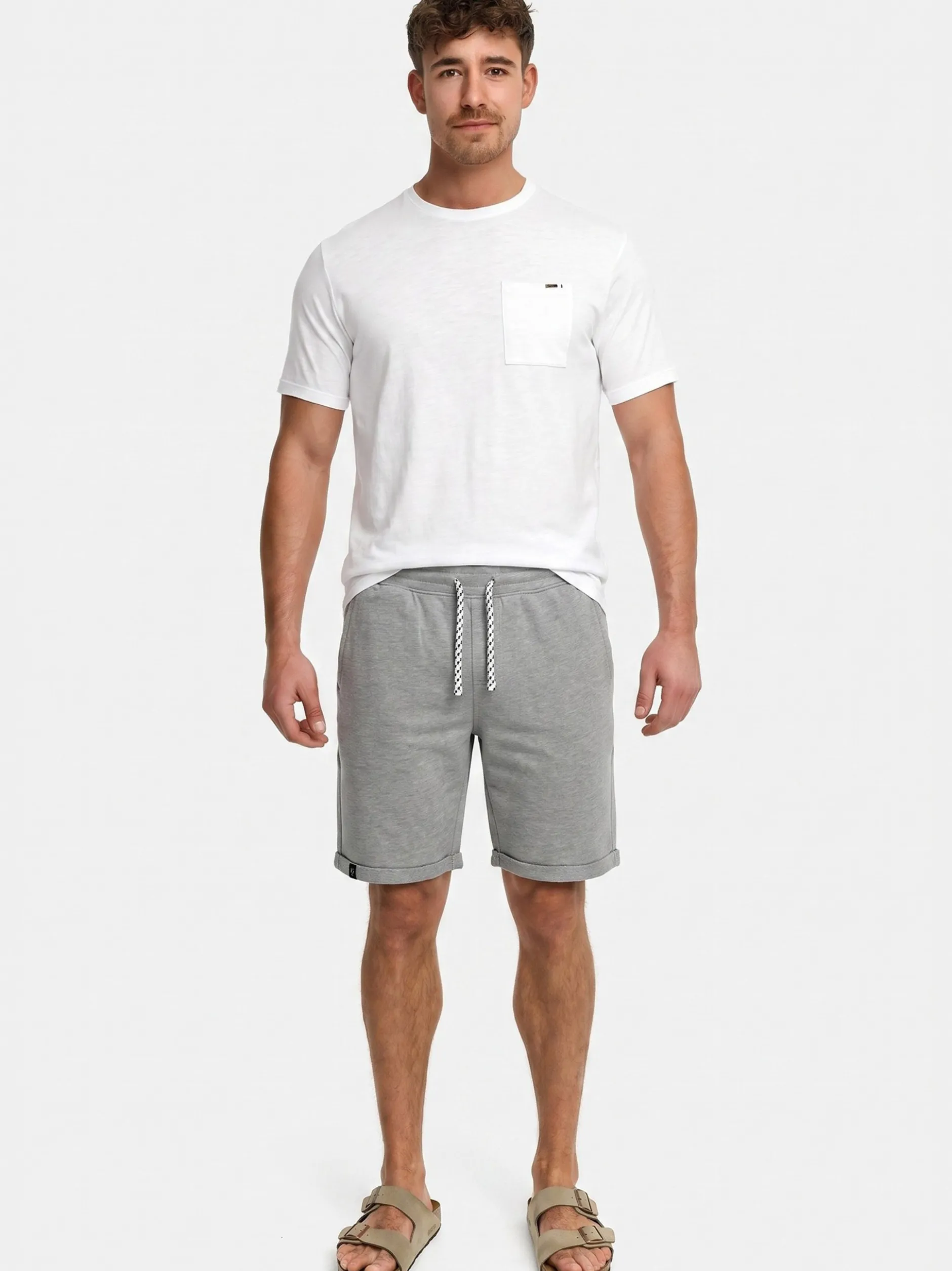 Indicode Herren Shorts Sweat - Aldrich in hellgrau