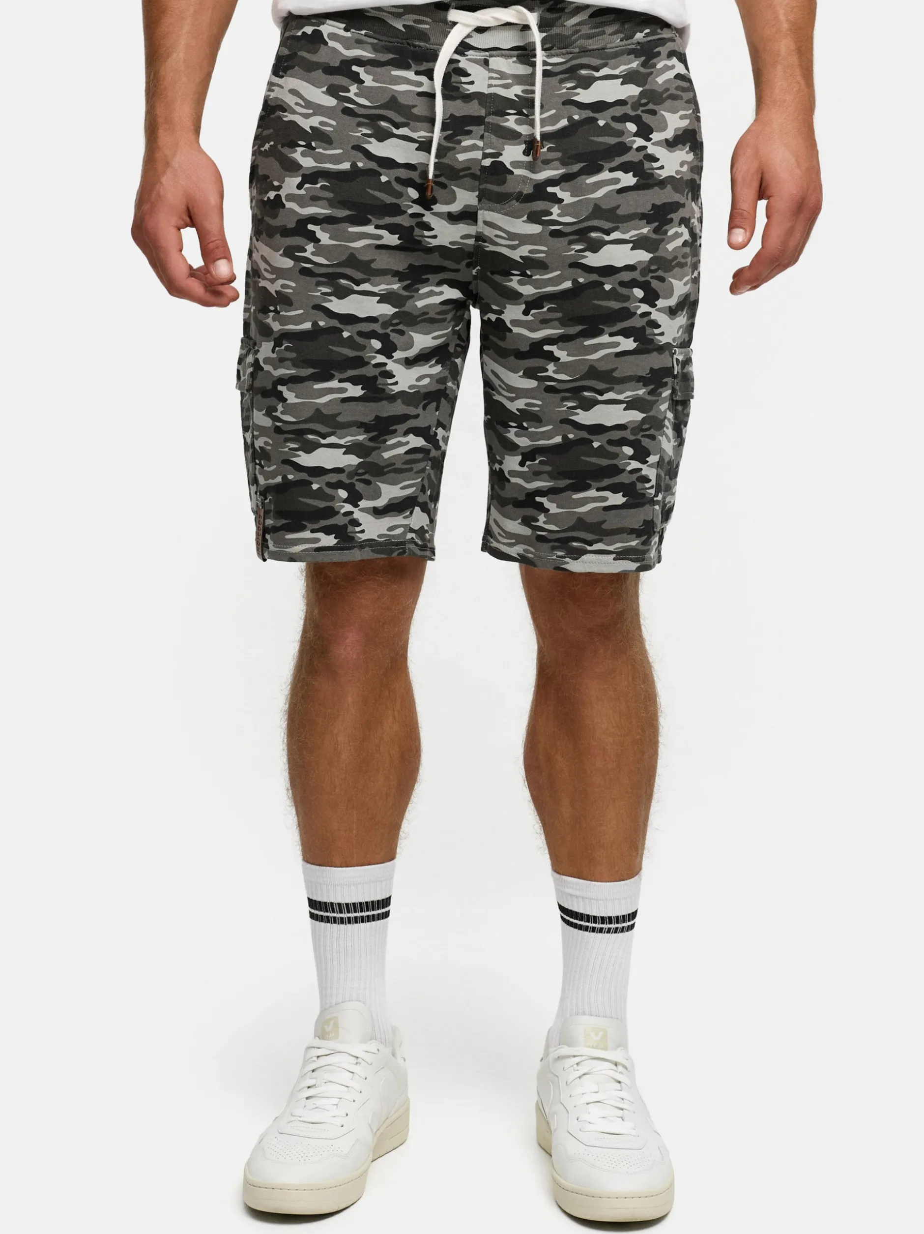 Indicode Herren Shorts Sweat - White Rock in anthrazit