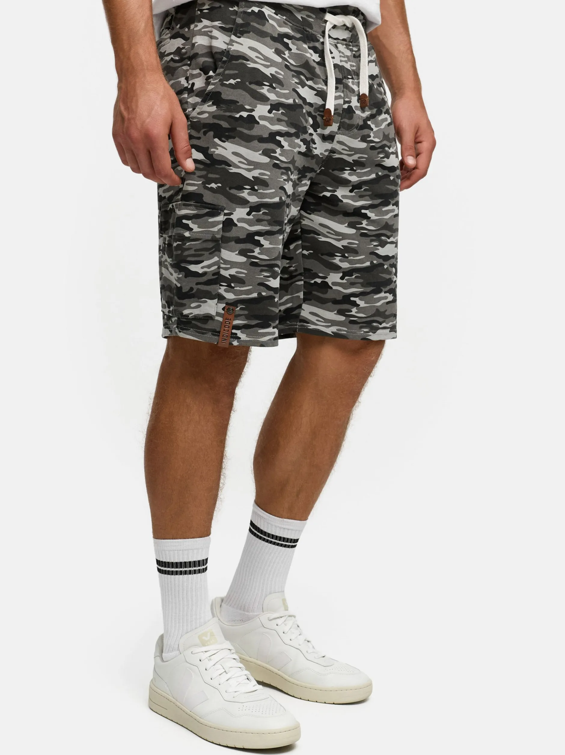Indicode Herren Shorts Sweat - White Rock in anthrazit