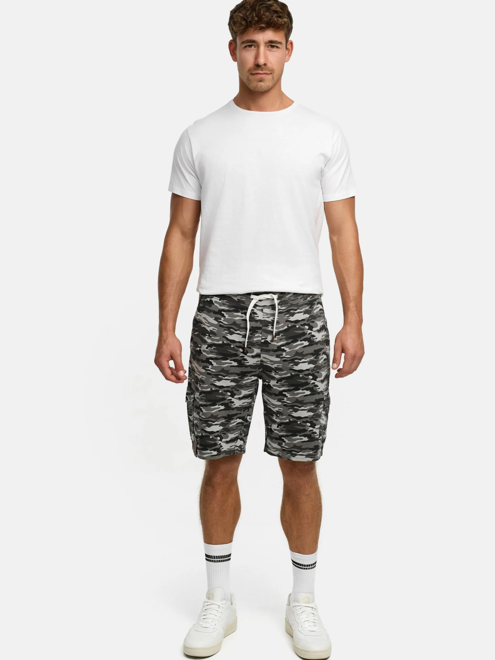 Indicode Herren Shorts Sweat - White Rock in anthrazit
