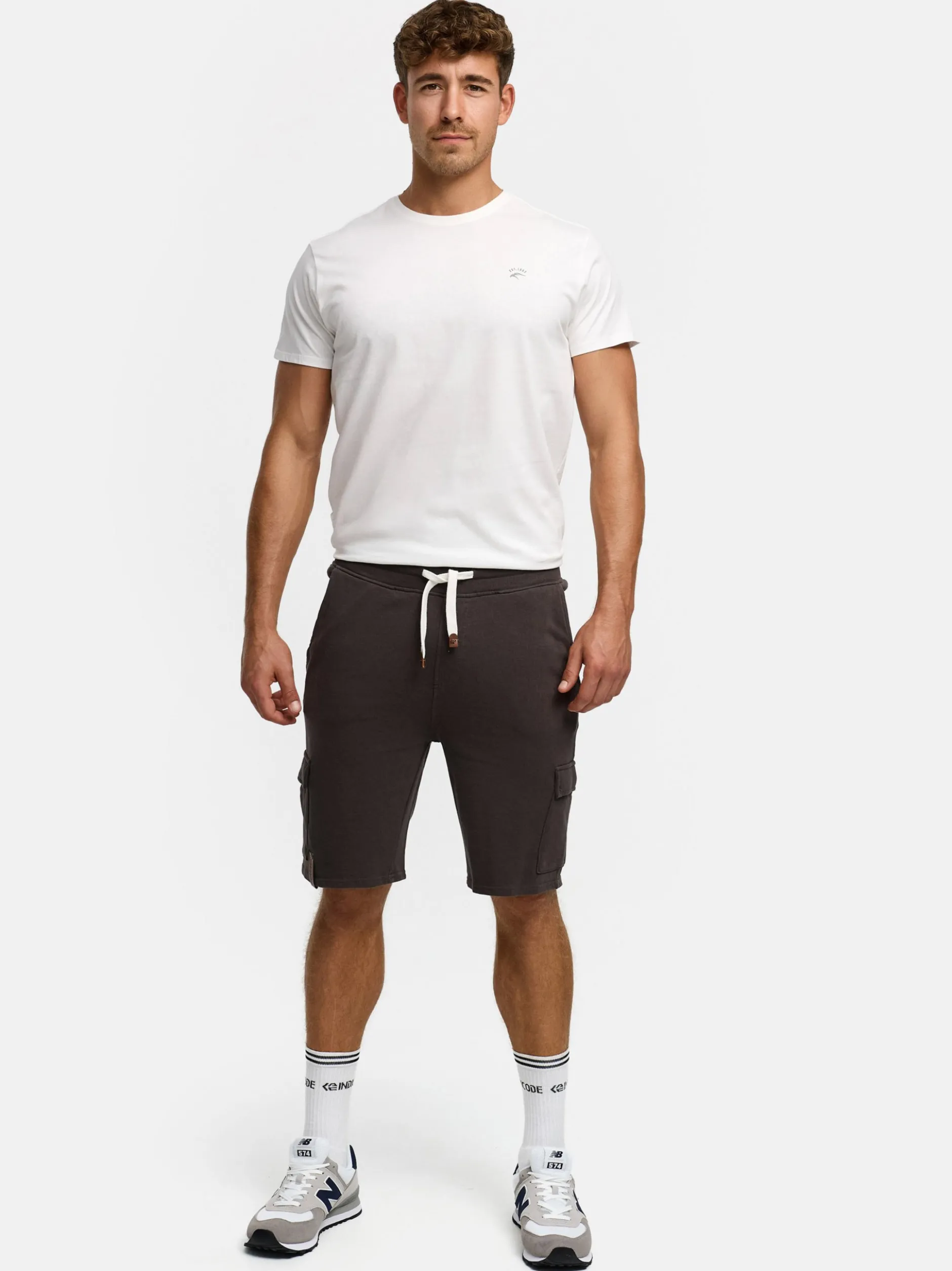 Indicode Herren Shorts Sweat - White Rock in anthrazit