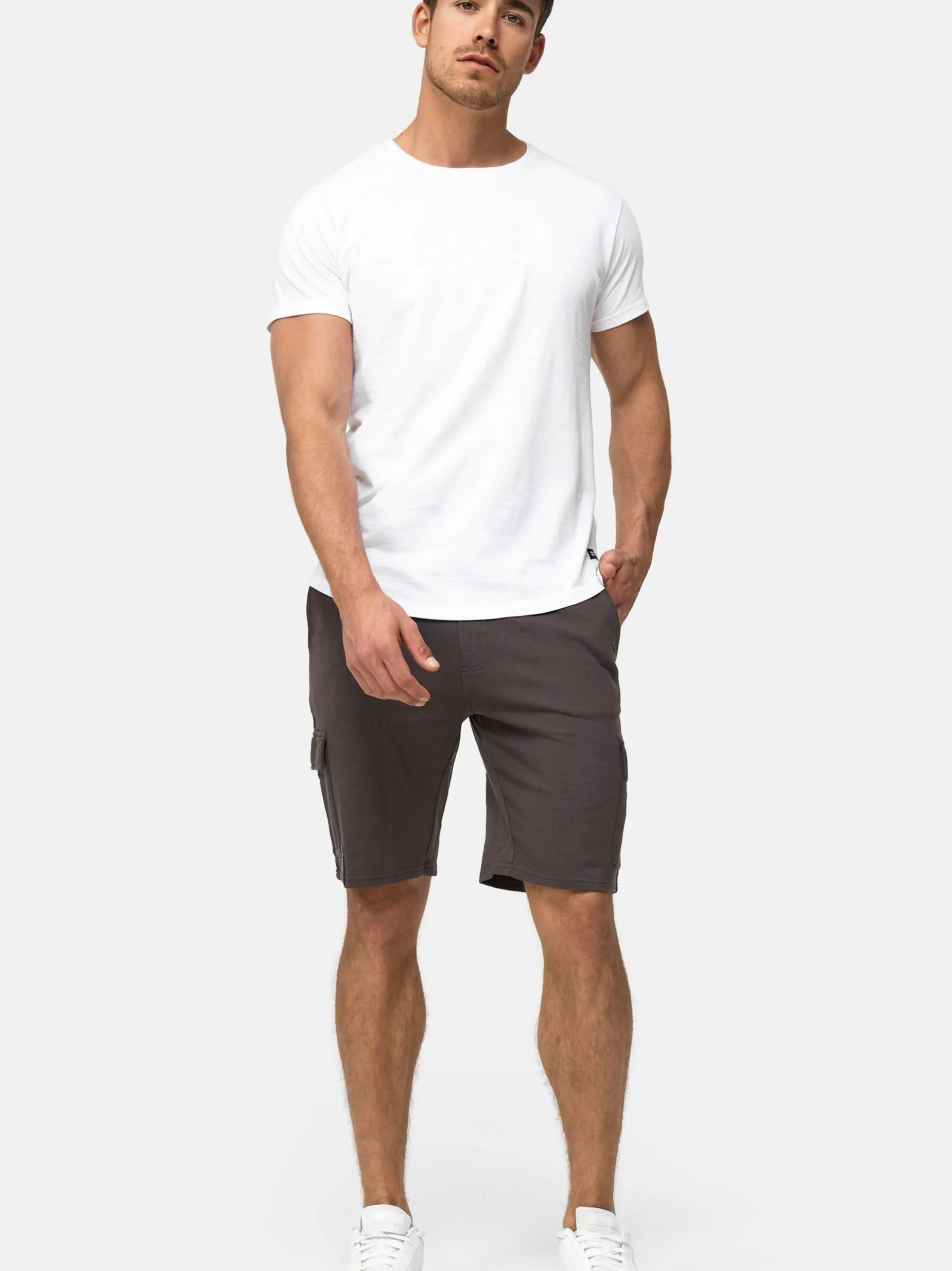Indicode Herren Shorts Sweat - White Rock in anthrazit