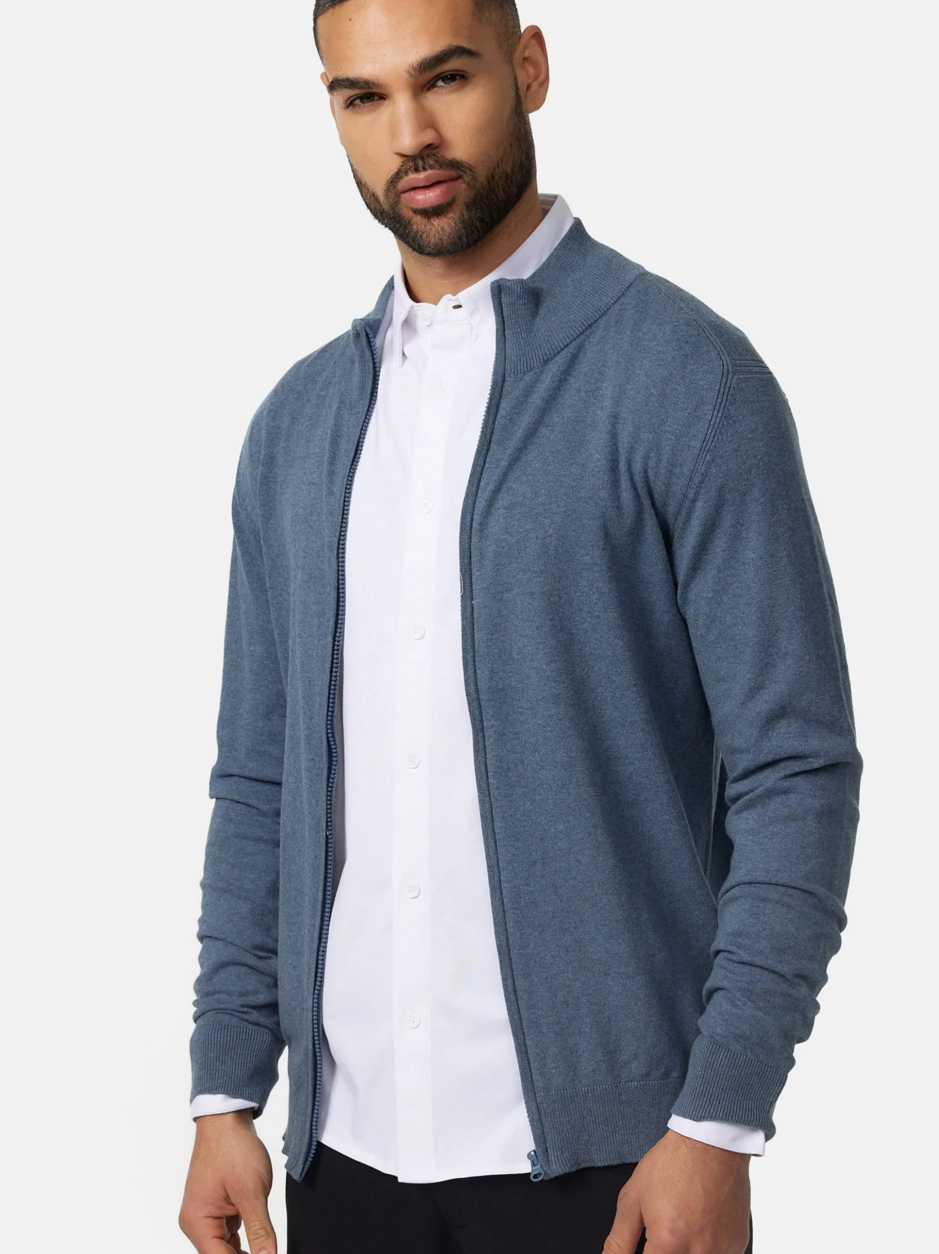 Indicode Herren Strickjacke - Lau in hellblau blau