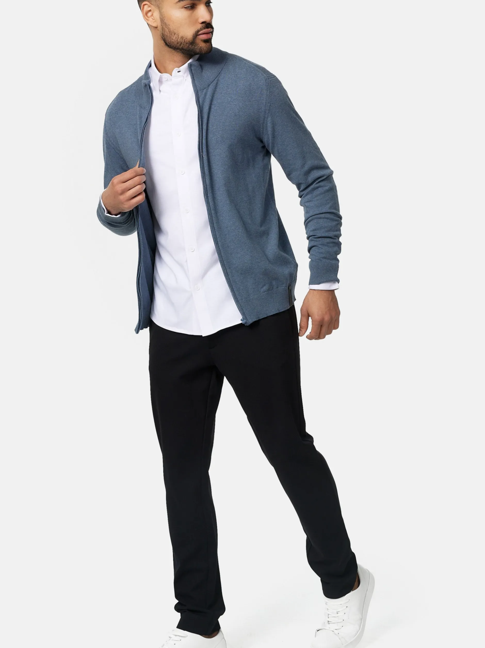 Indicode Herren Strickjacke - Lau in hellblau blau