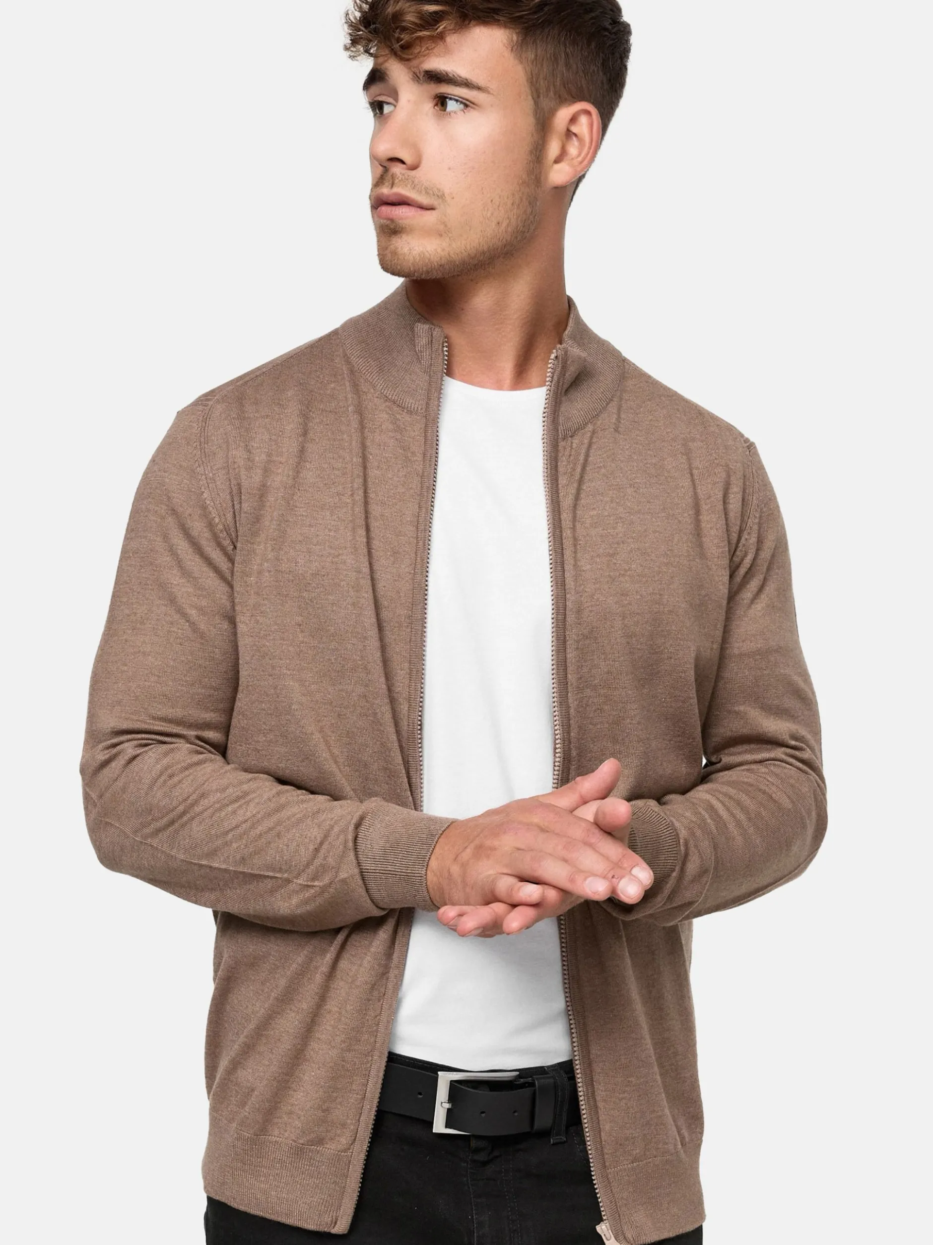 Indicode Herren Strickjacke - Lau in beige