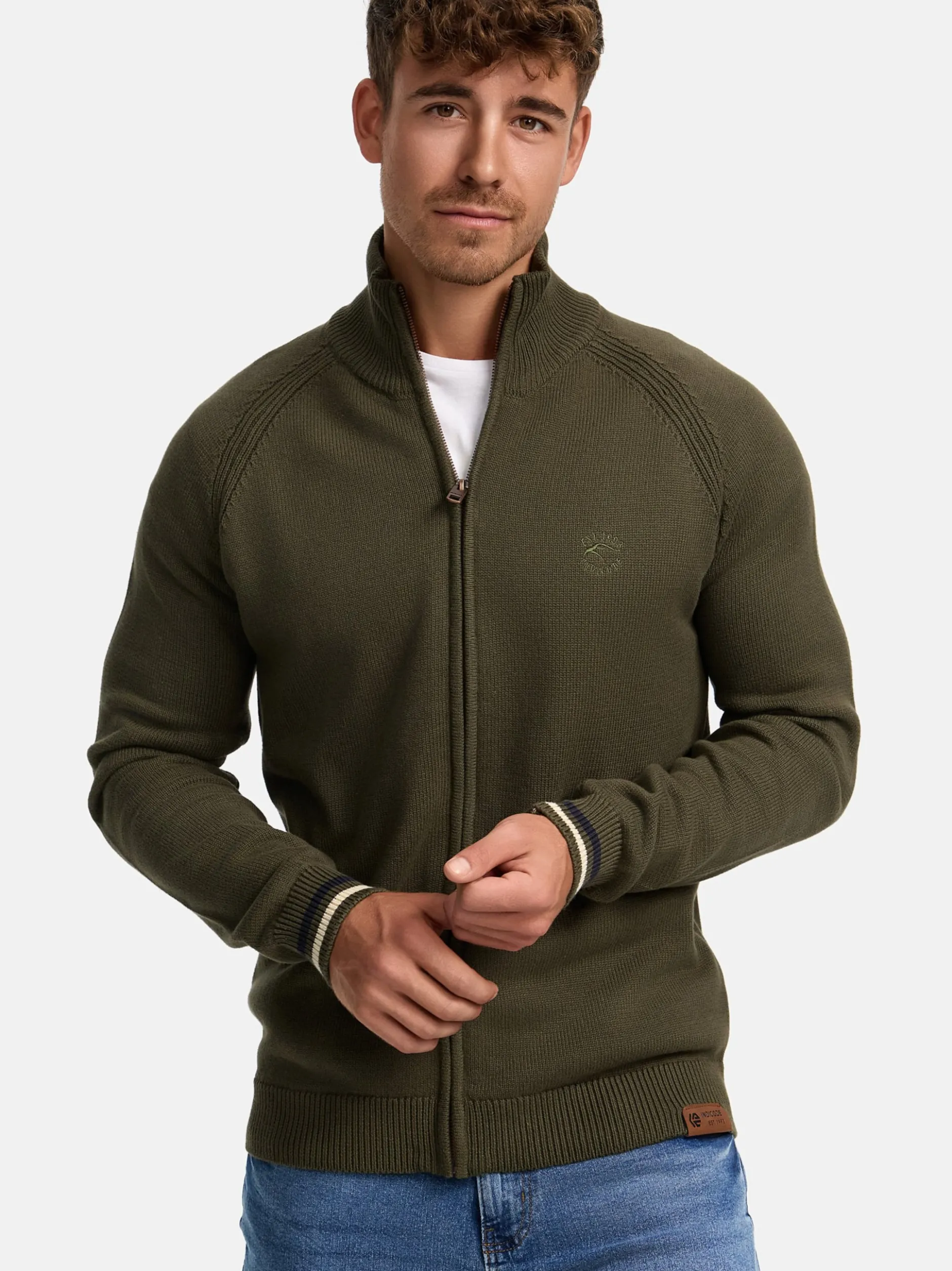 Indicode Herren Strickjacke - INArutemia in khaki