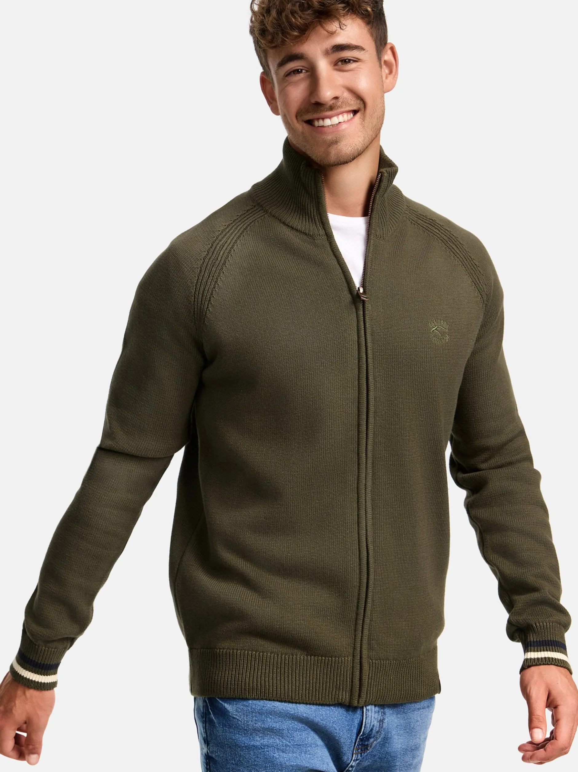 Indicode Herren Strickjacke - INArutemia in khaki