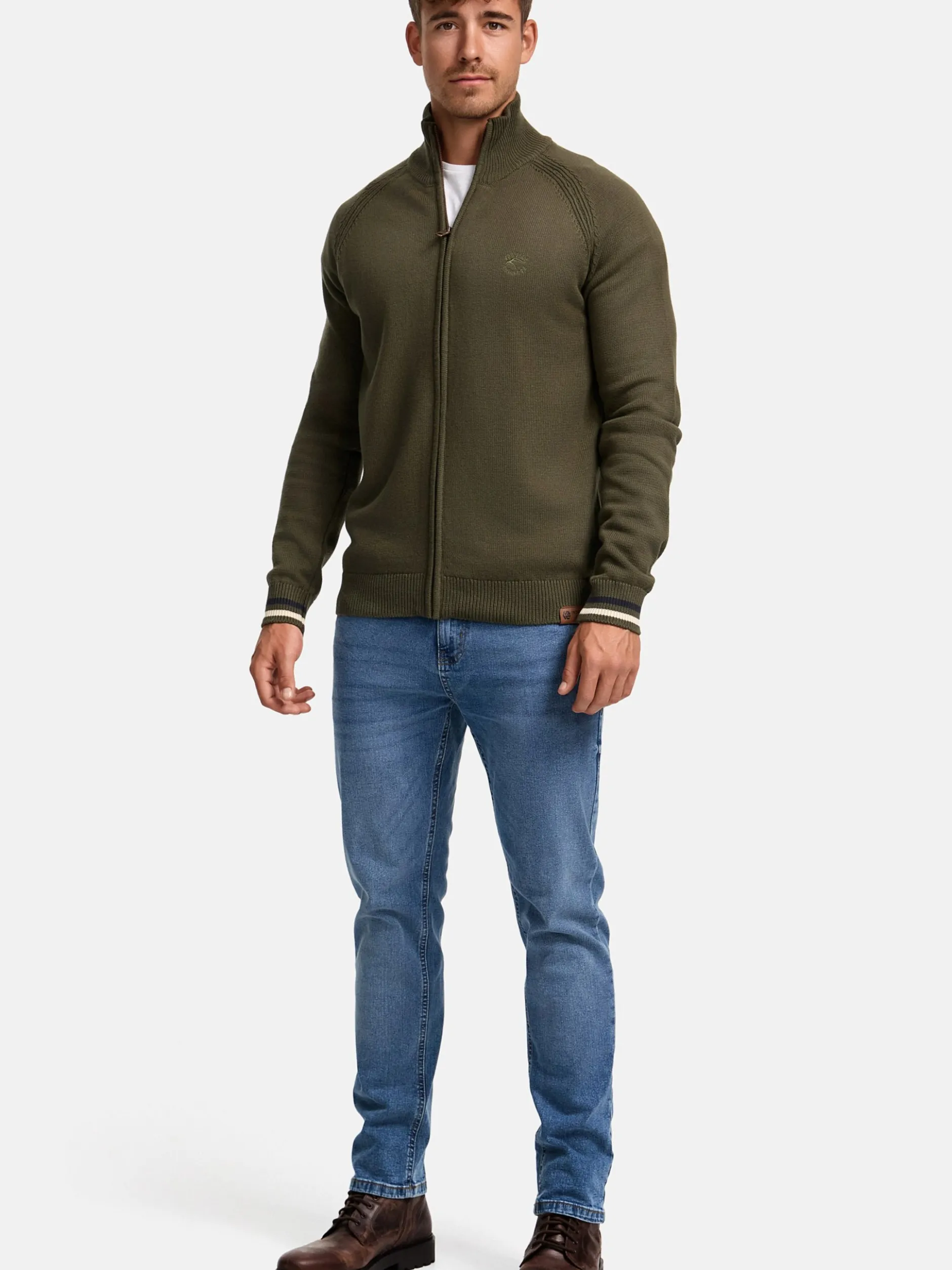 Indicode Herren Strickjacke - INArutemia in khaki