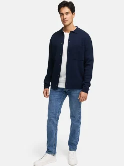 Indicode Herren Strickjacke - INBellino Cardigan in blau
