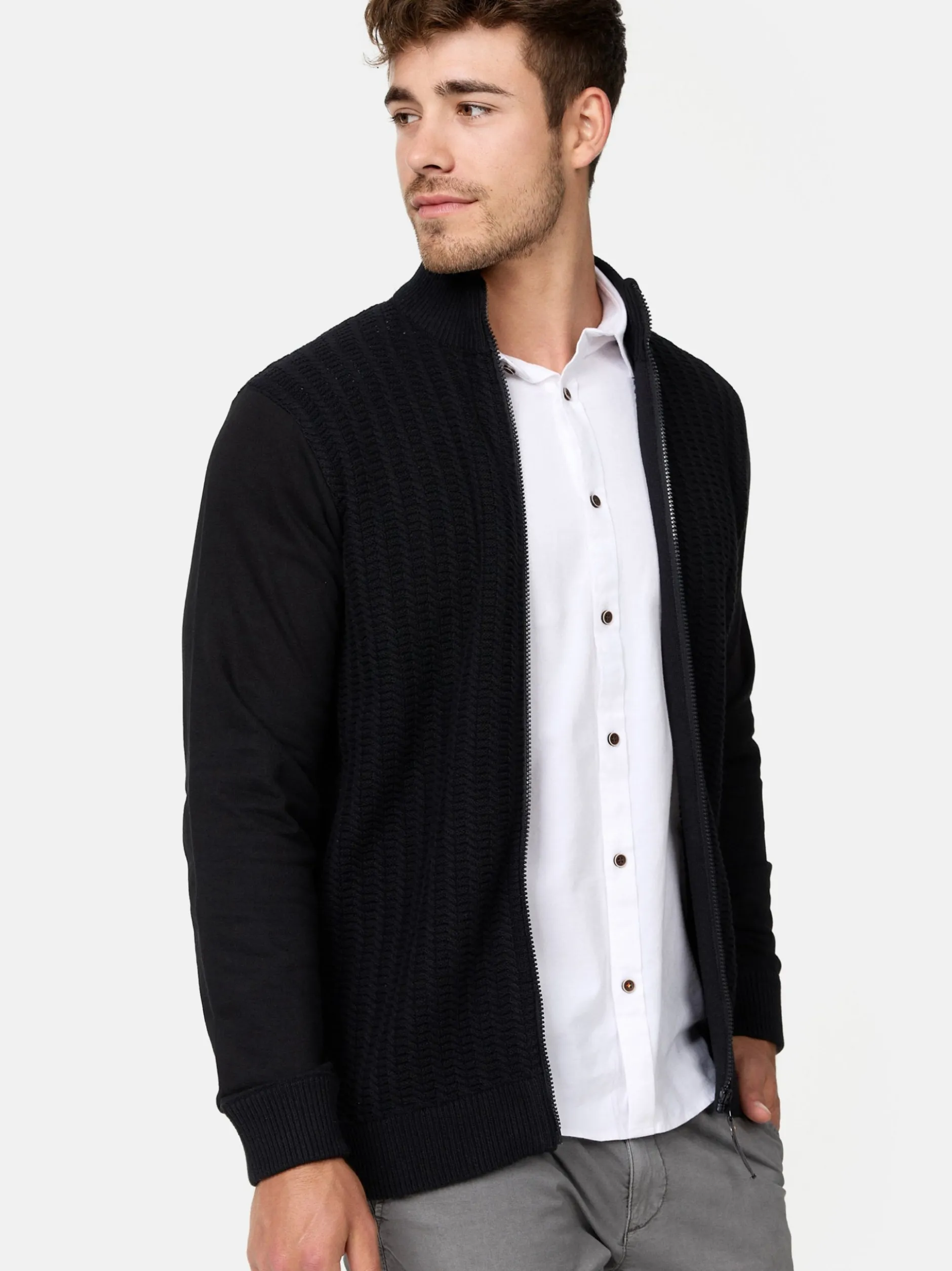 Indicode Herren Strickjacke - INCason in schwarz