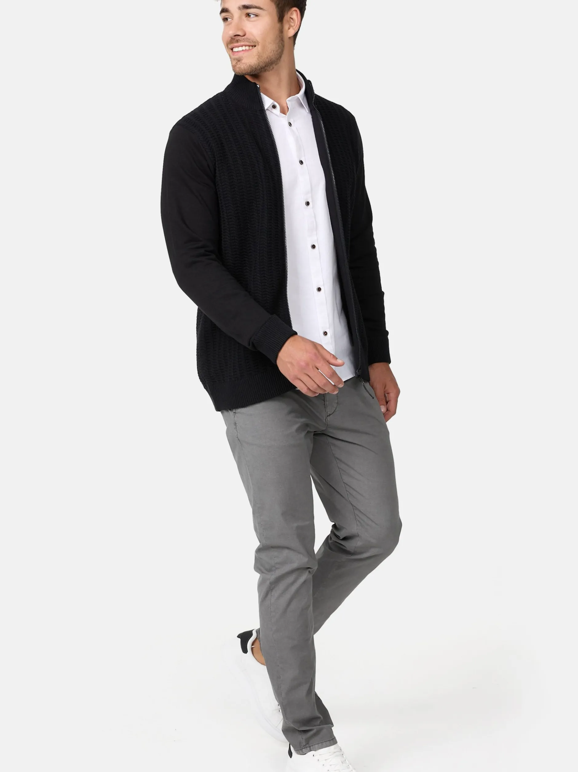 Indicode Herren Strickjacke - INCason in schwarz