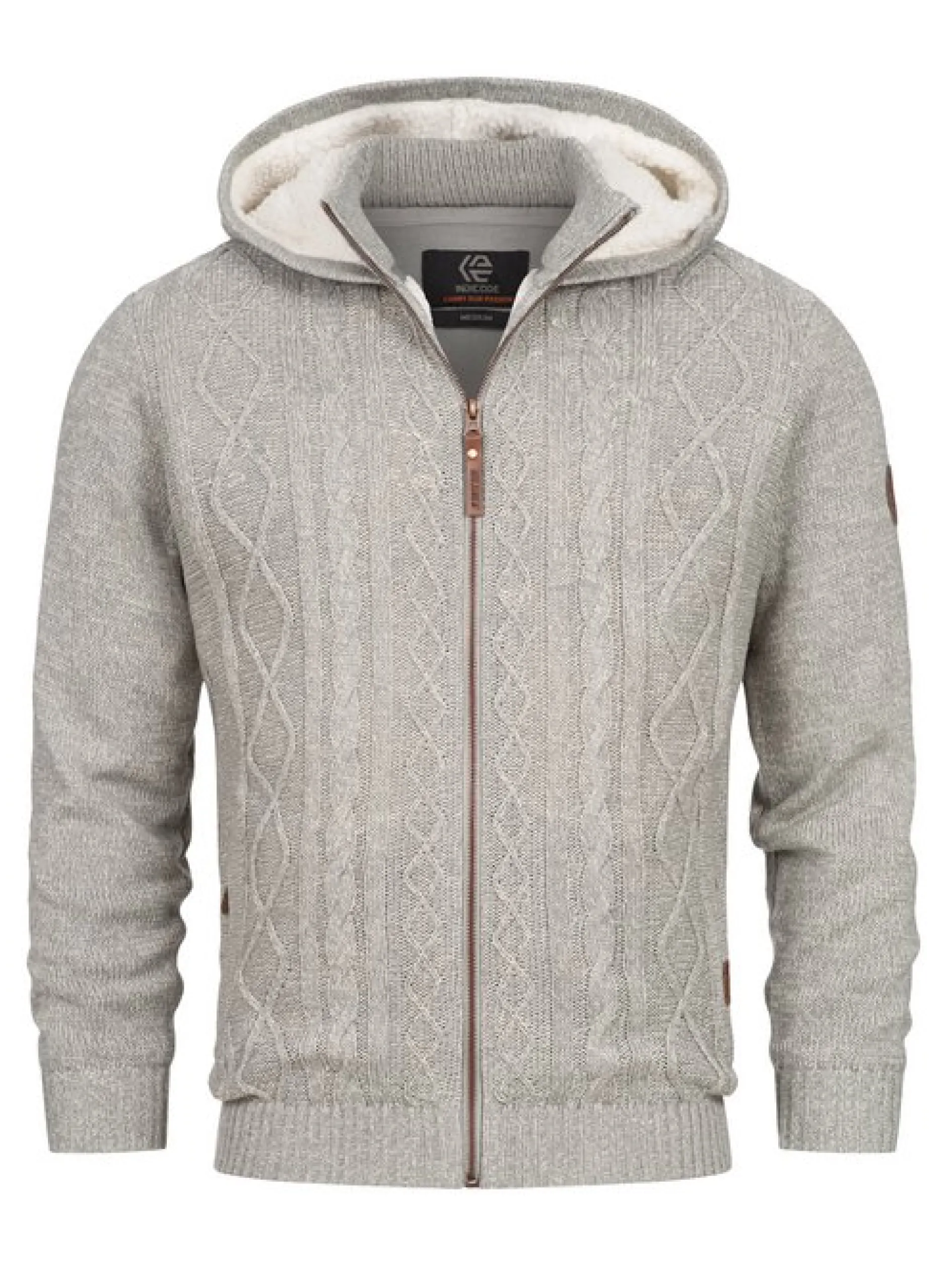 Indicode Herren Strickjacke - INRandolph in hellgrau grau