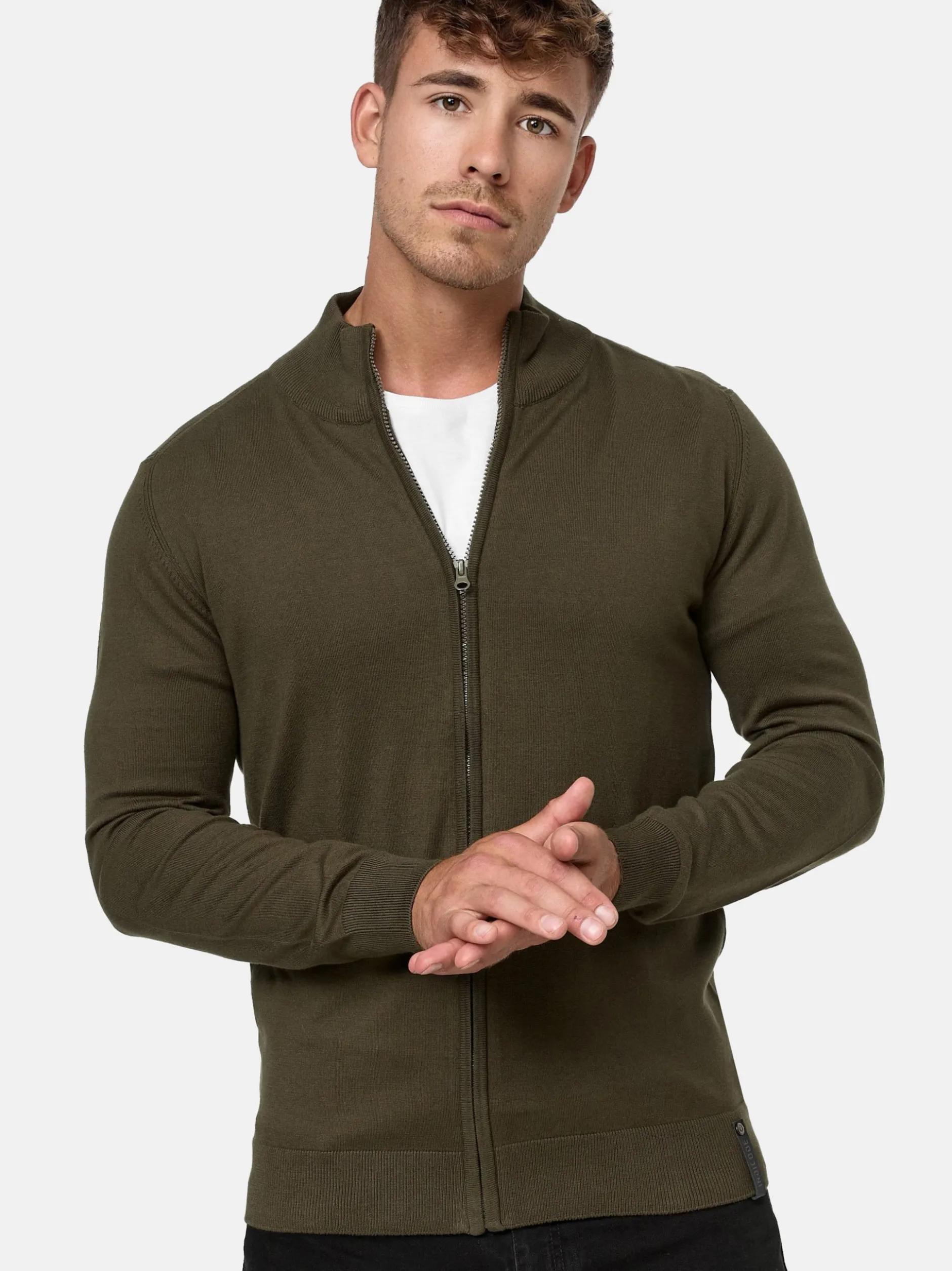 Indicode Herren Strickjacke - Lau in khaki