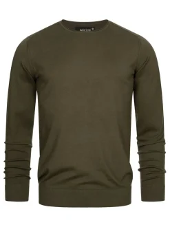 Indicode Herren Strickpullover - Gamal in khaki