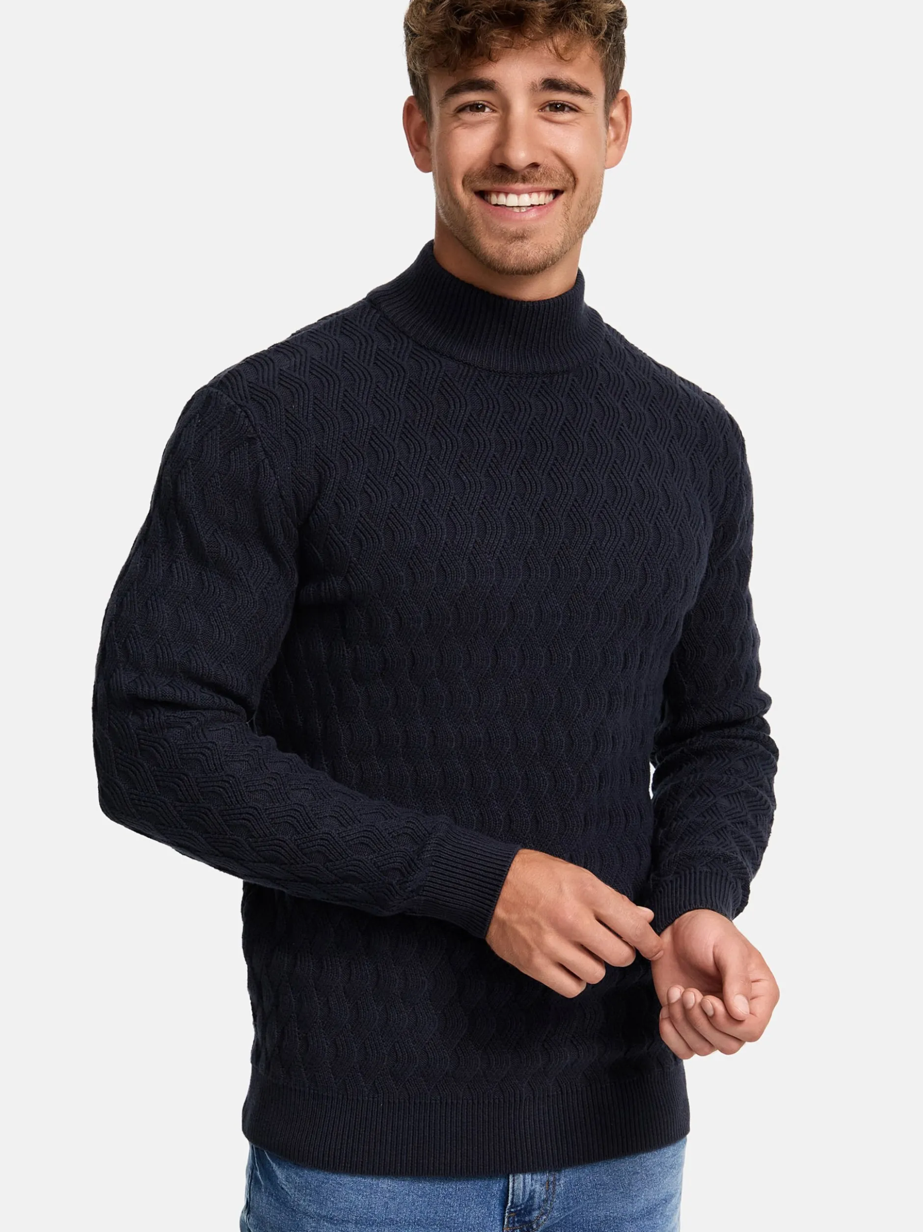 Indicode Herren Strickpullover - INAlpha in blau marine