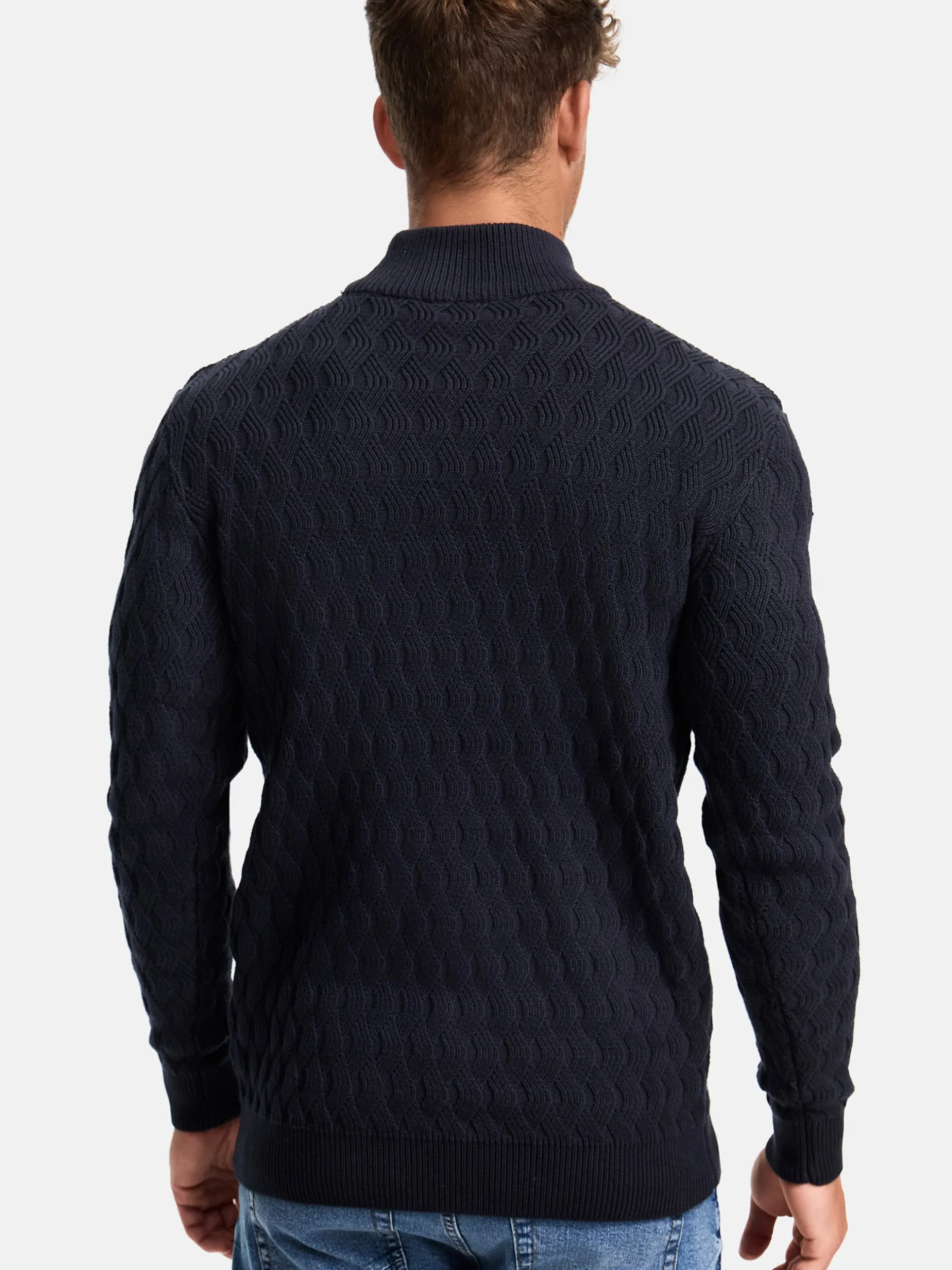 Indicode Herren Strickpullover - INAlpha in blau marine