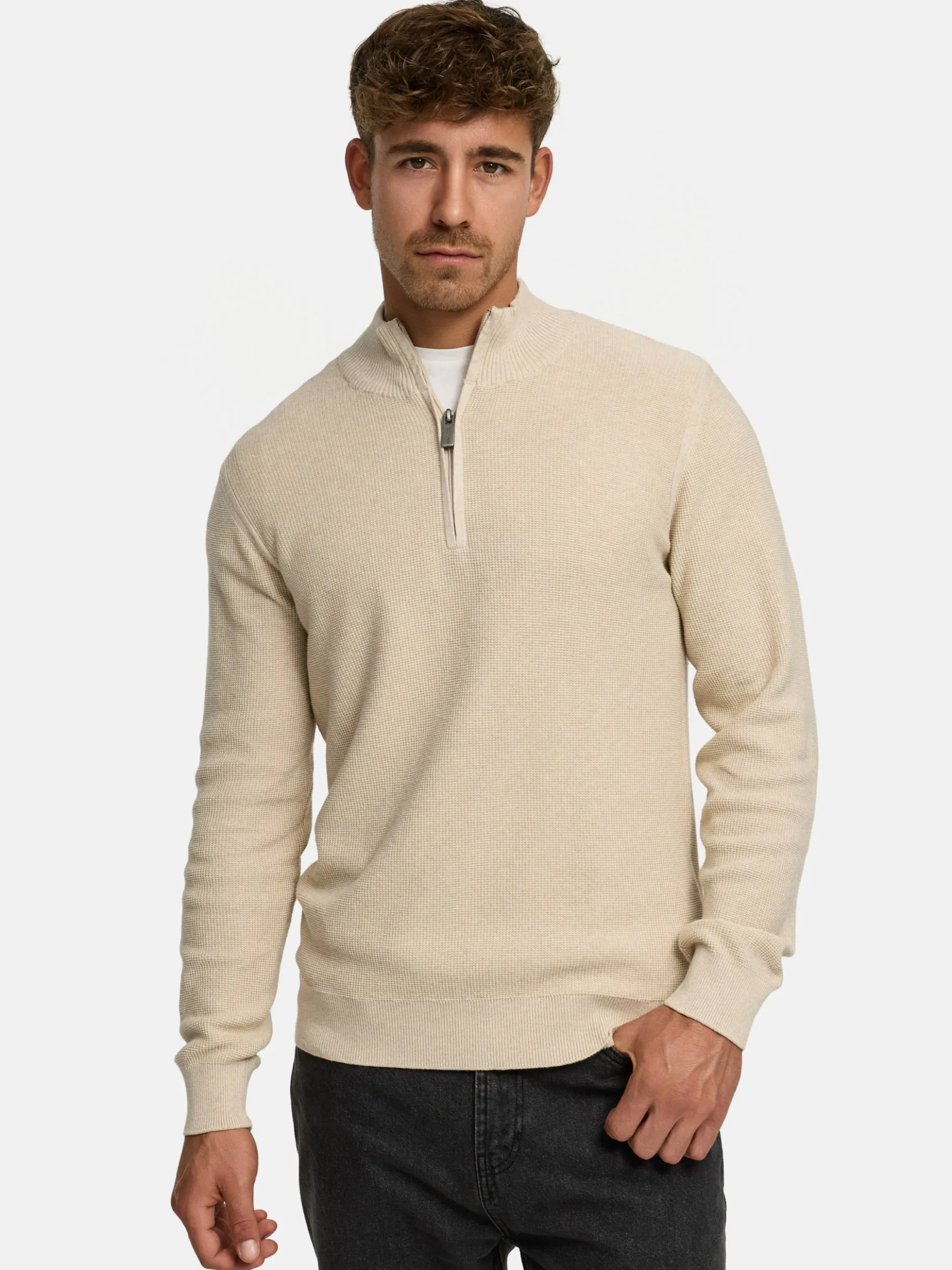 Indicode Herren Strickpullover - INBull in beige sand
