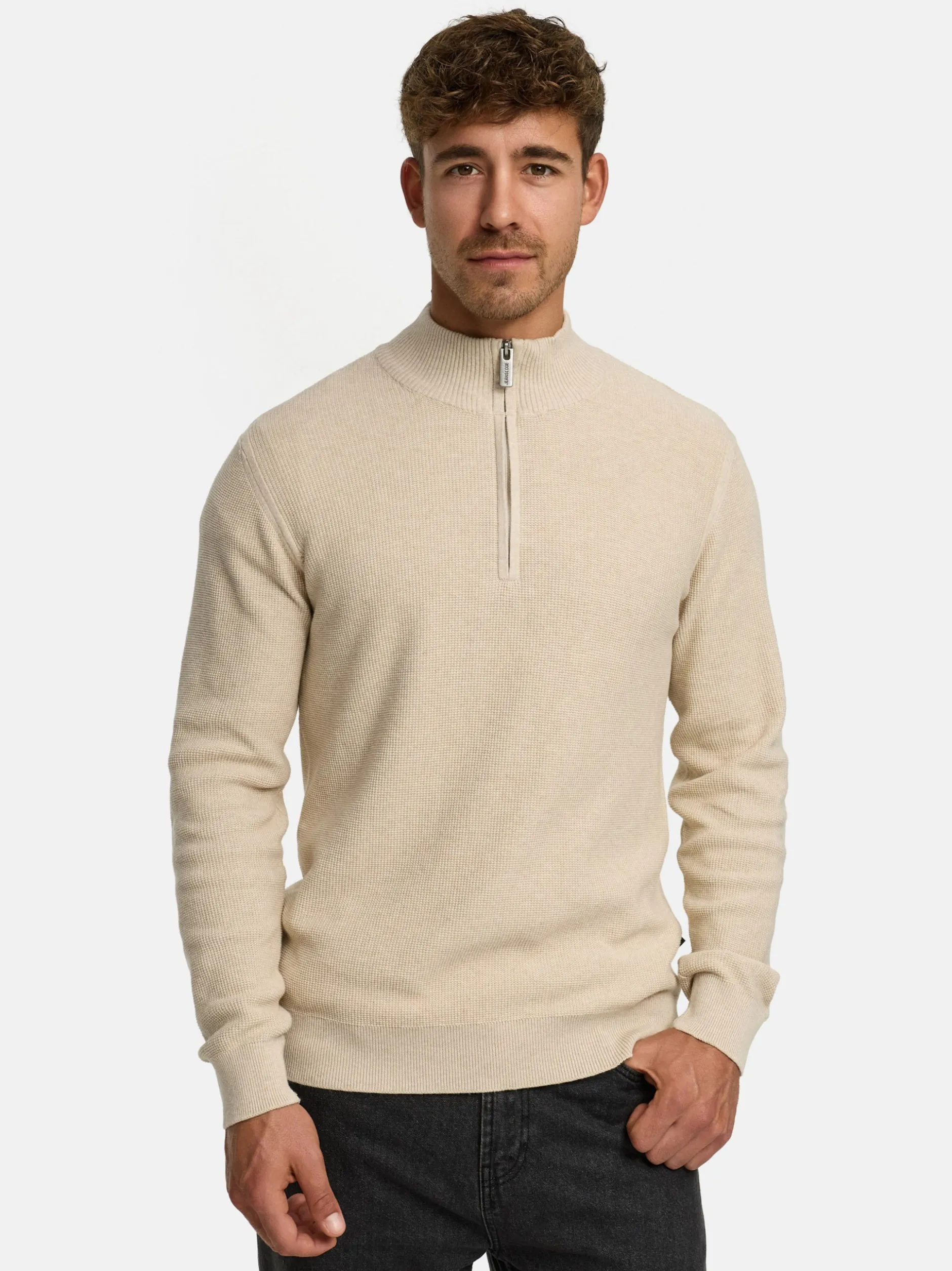 Indicode Herren Strickpullover - INBull in beige sand