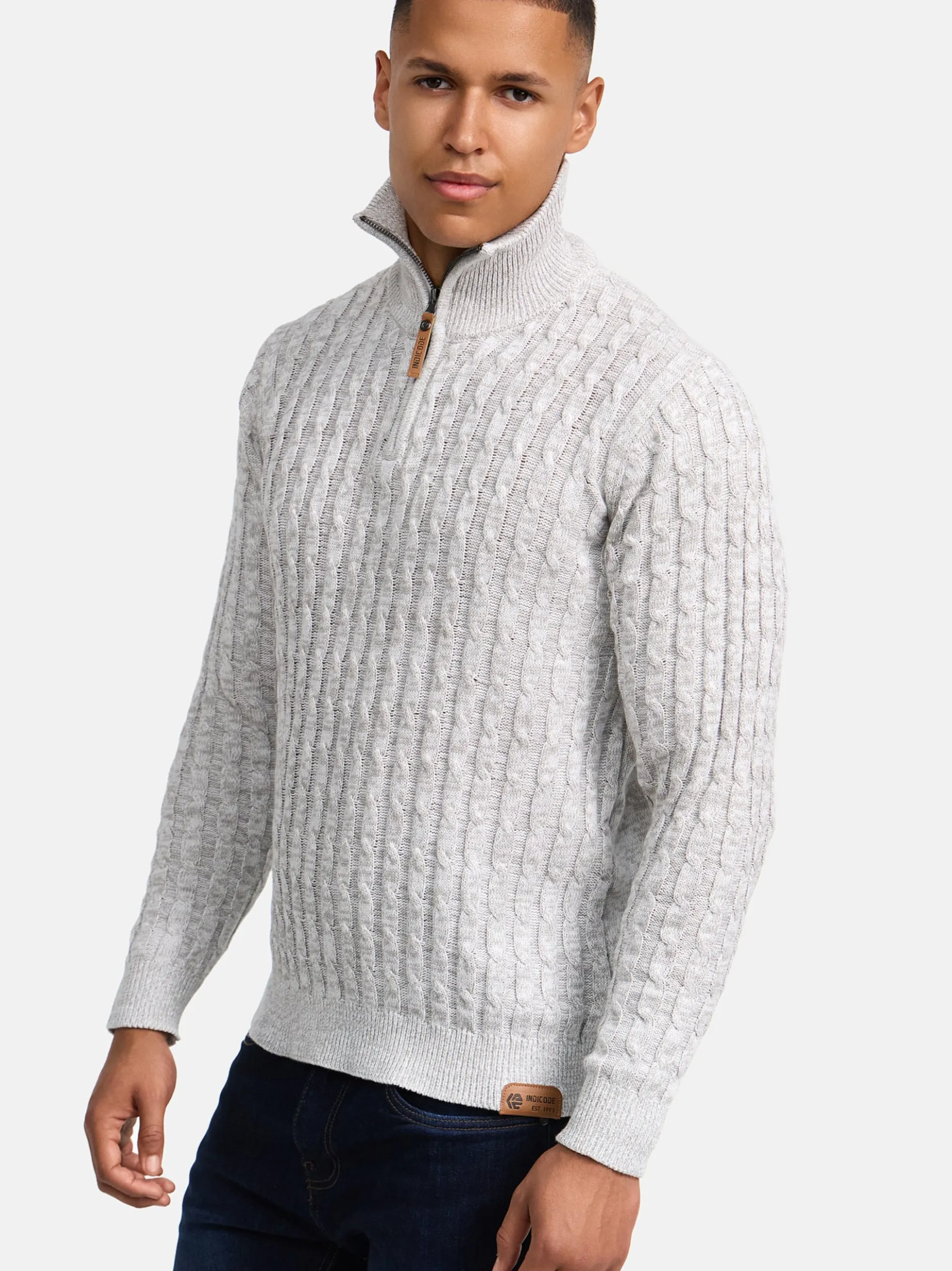 Indicode Herren Strickpullover - INHector in weiß