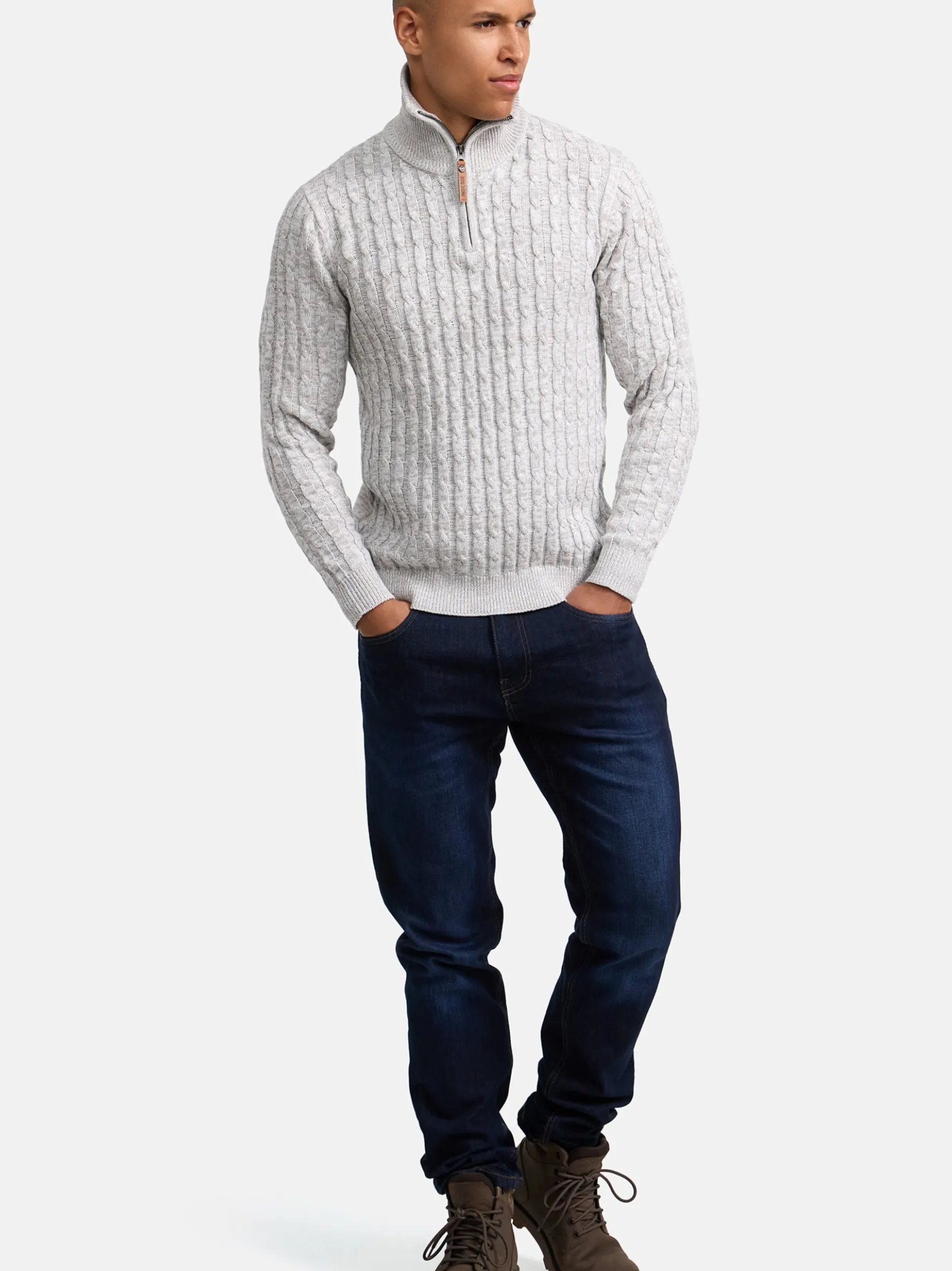 Indicode Herren Strickpullover - INHector in weiß