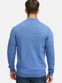 Indicode Herren Strickpullover - INMargous Half-Zip in blau