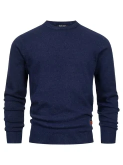 Indicode Herren Strickpullover - INMargous o-neck in blau