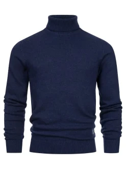 Indicode Herren Strickpullover - INMargous Roll Neck in blau