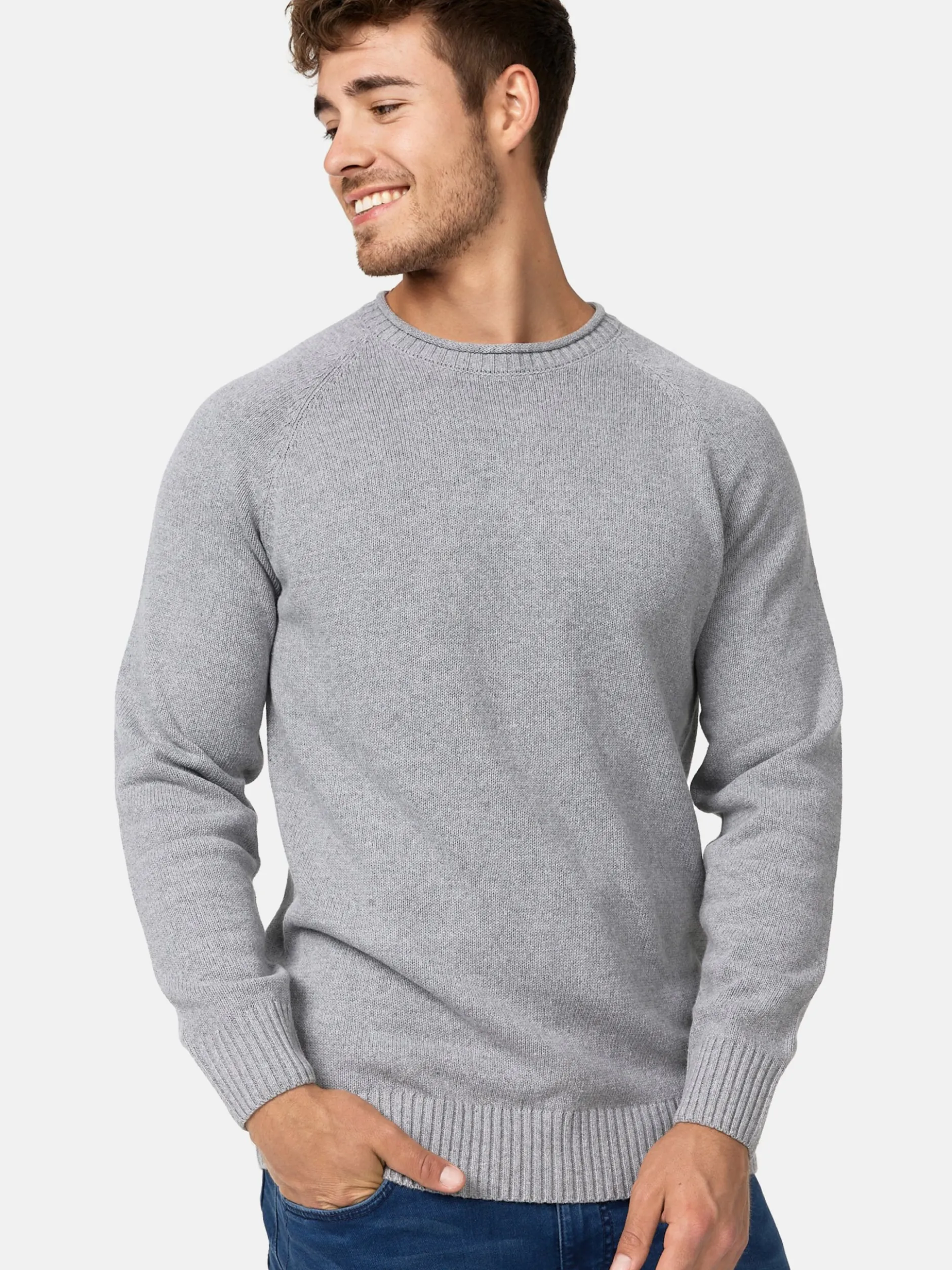 Indicode Herren Strickpullover - INMassum in hellgrau