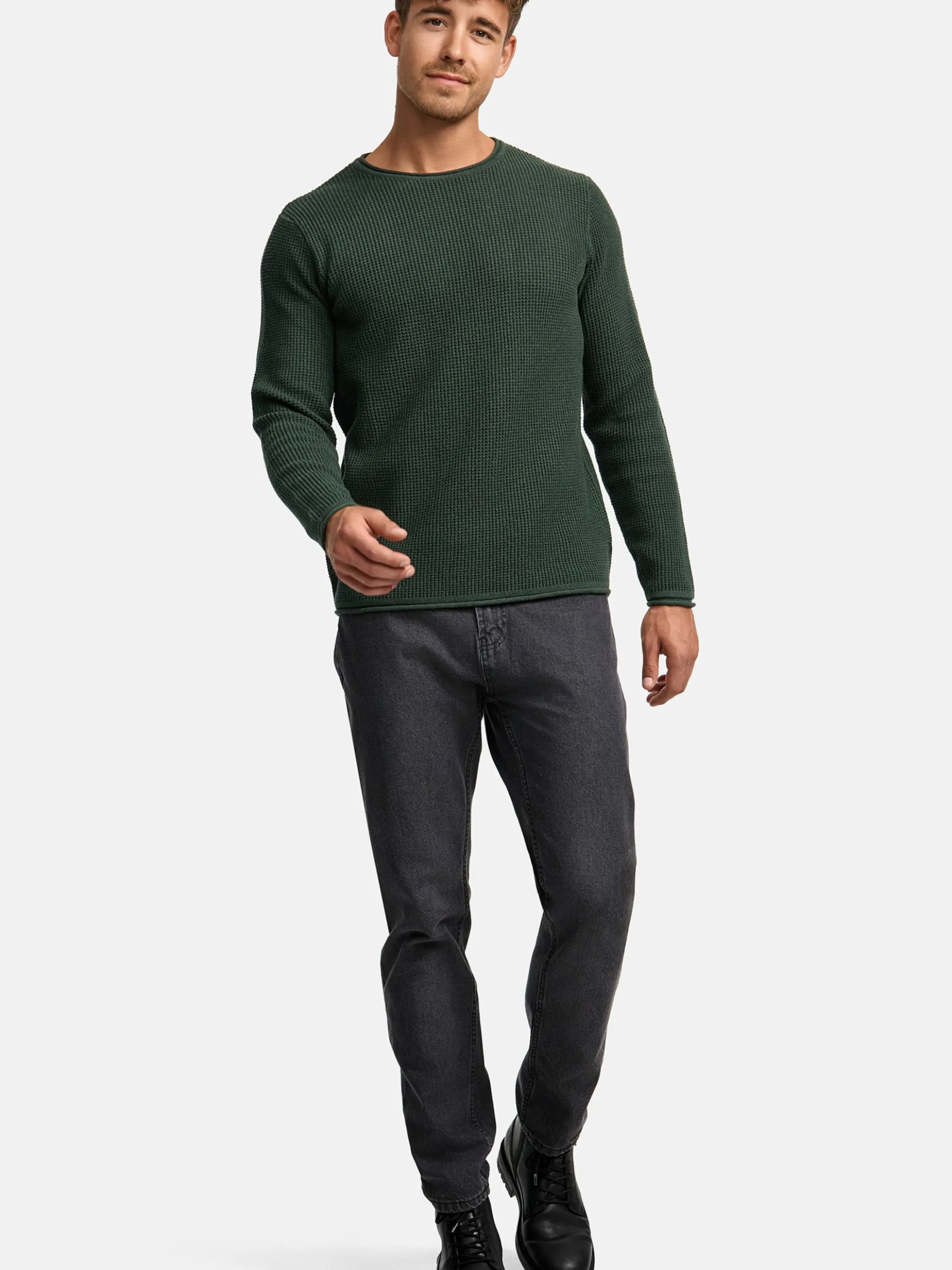 Indicode Herren Strickpullover - INPetri in khaki