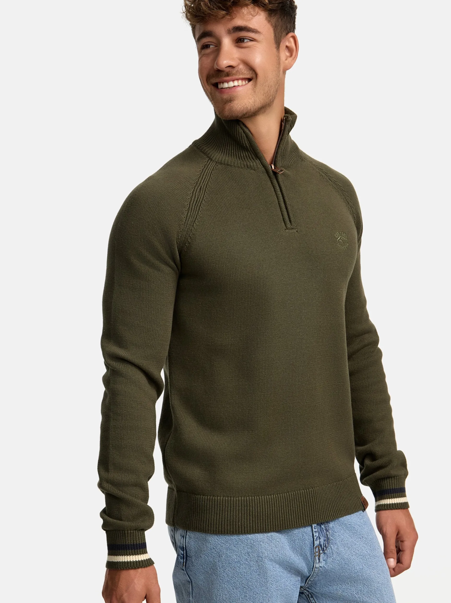 Indicode Herren Strickpullover - INSwift in khaki