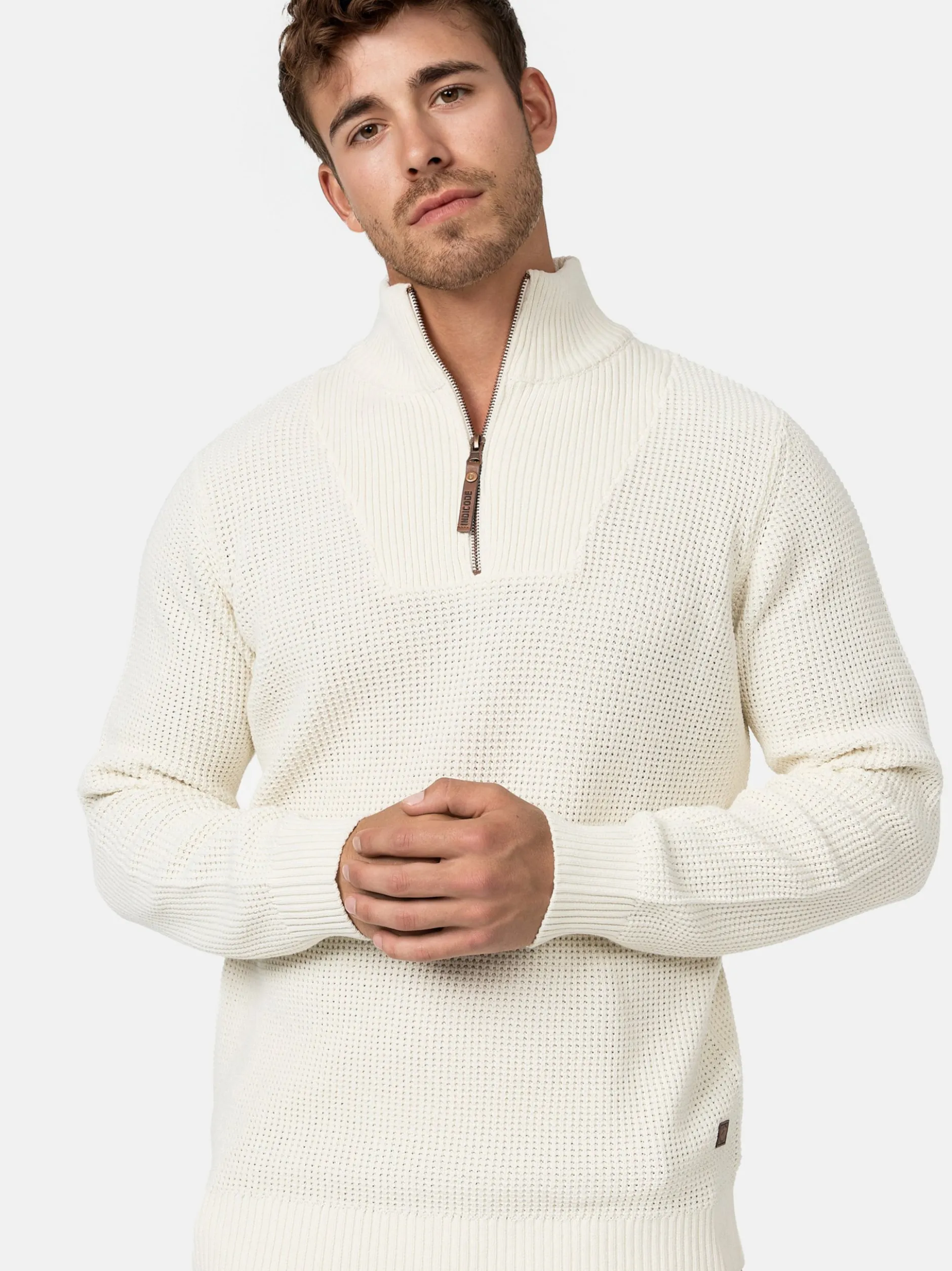 Indicode Herren Strickpullover - INYassip in vanille weiß