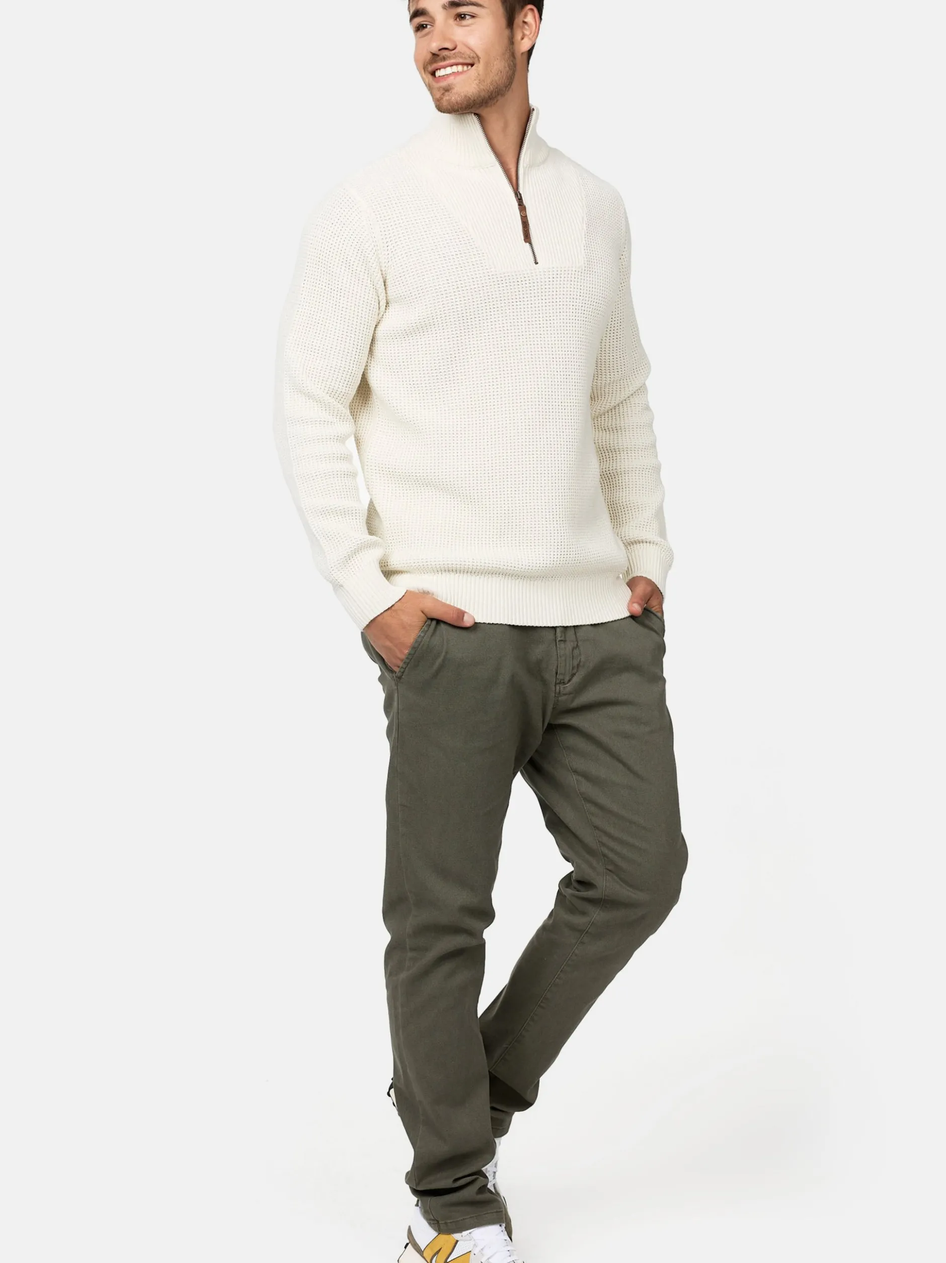 Indicode Herren Strickpullover - INYassip in vanille weiß
