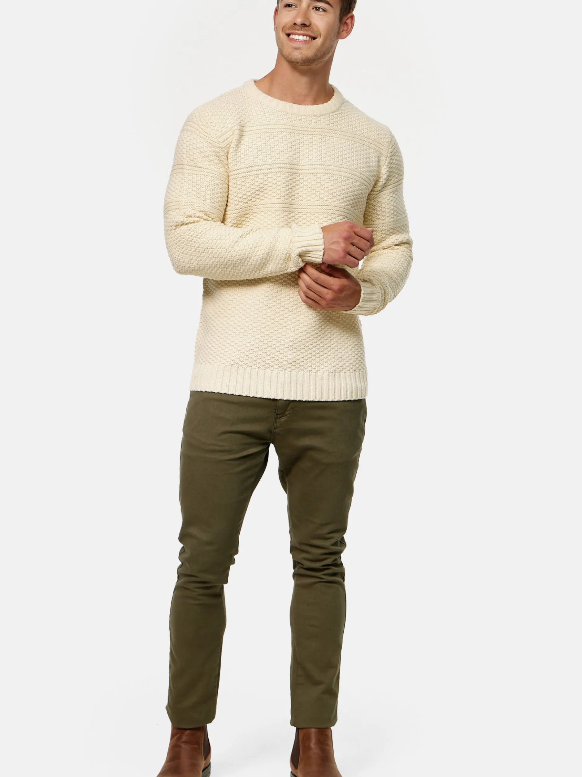 Indicode Herren Strickpullover - Mirek in vanille weiß