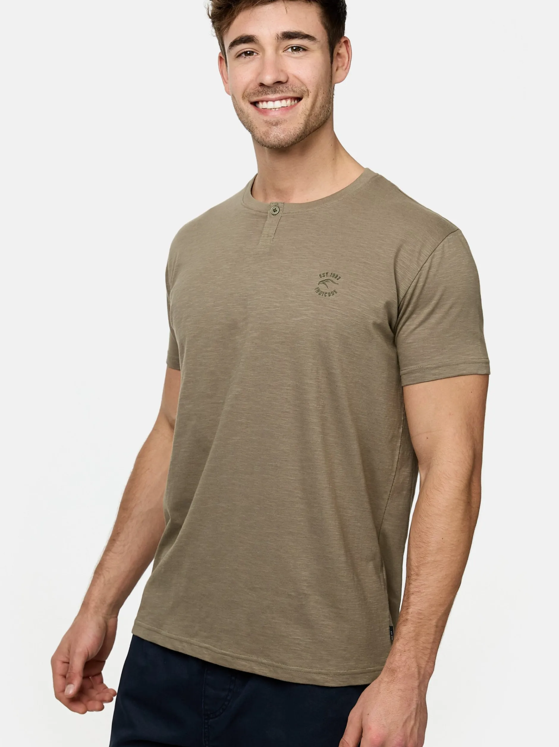 Indicode Herren T-Shirt - INAnsel in beige grün