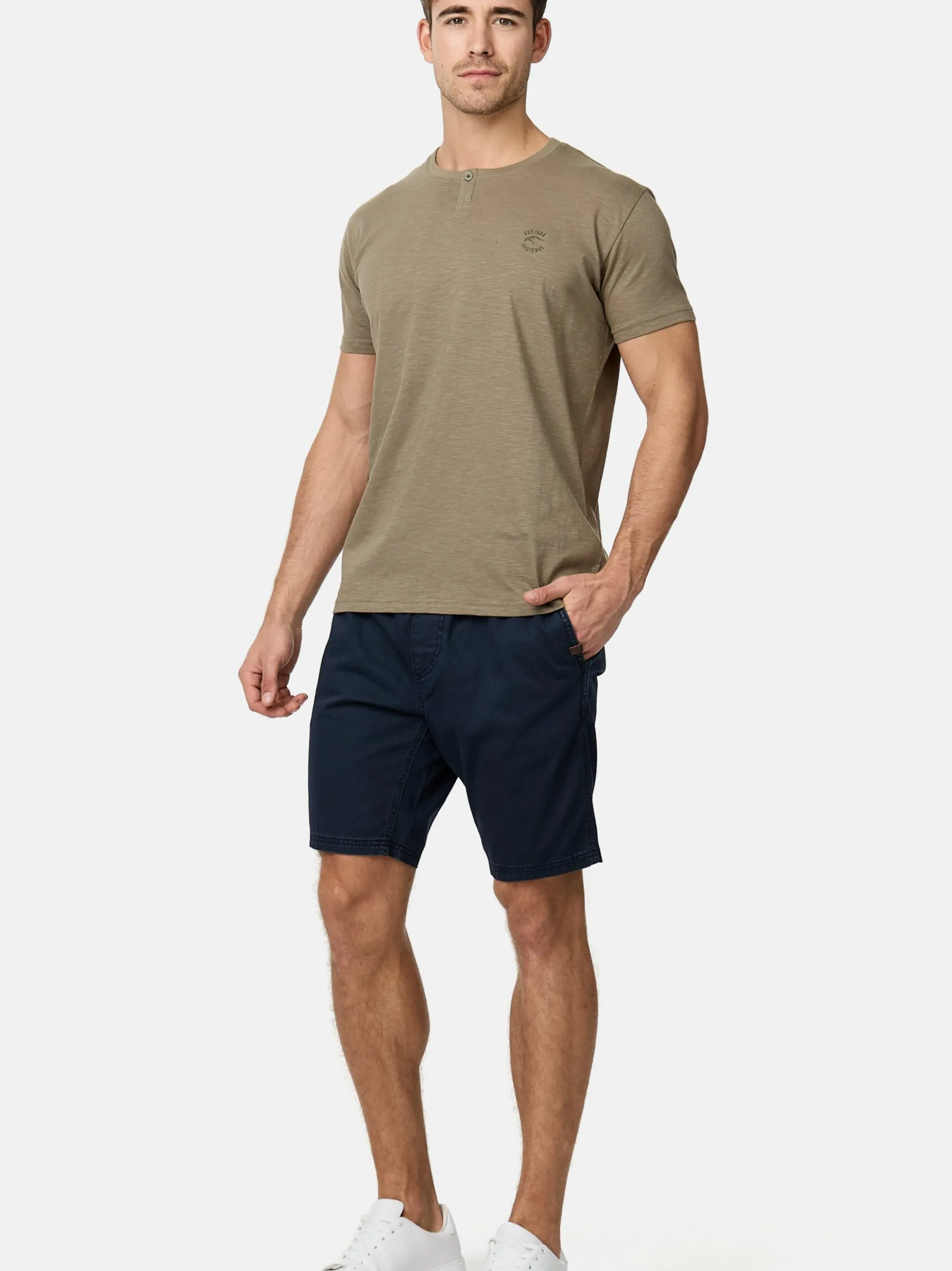 Indicode Herren T-Shirt - INAnsel in beige grün