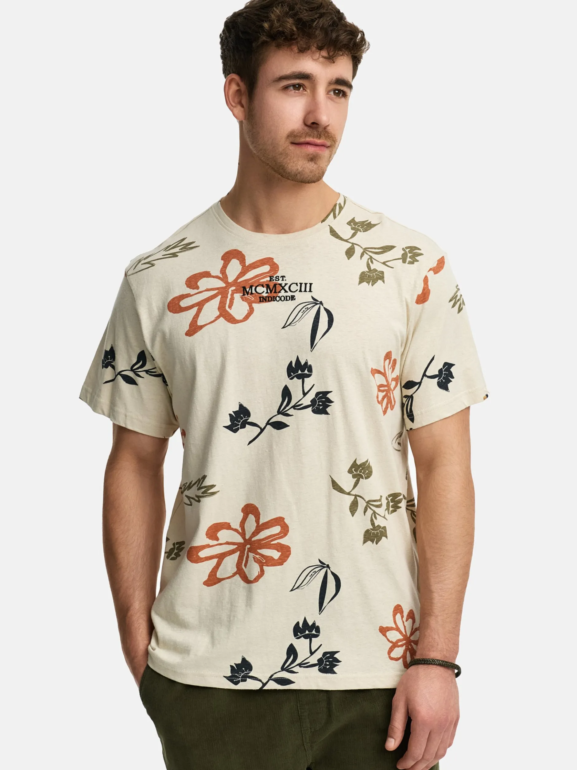 Indicode Herren T-Shirt - INAsbjorn in beige taupe