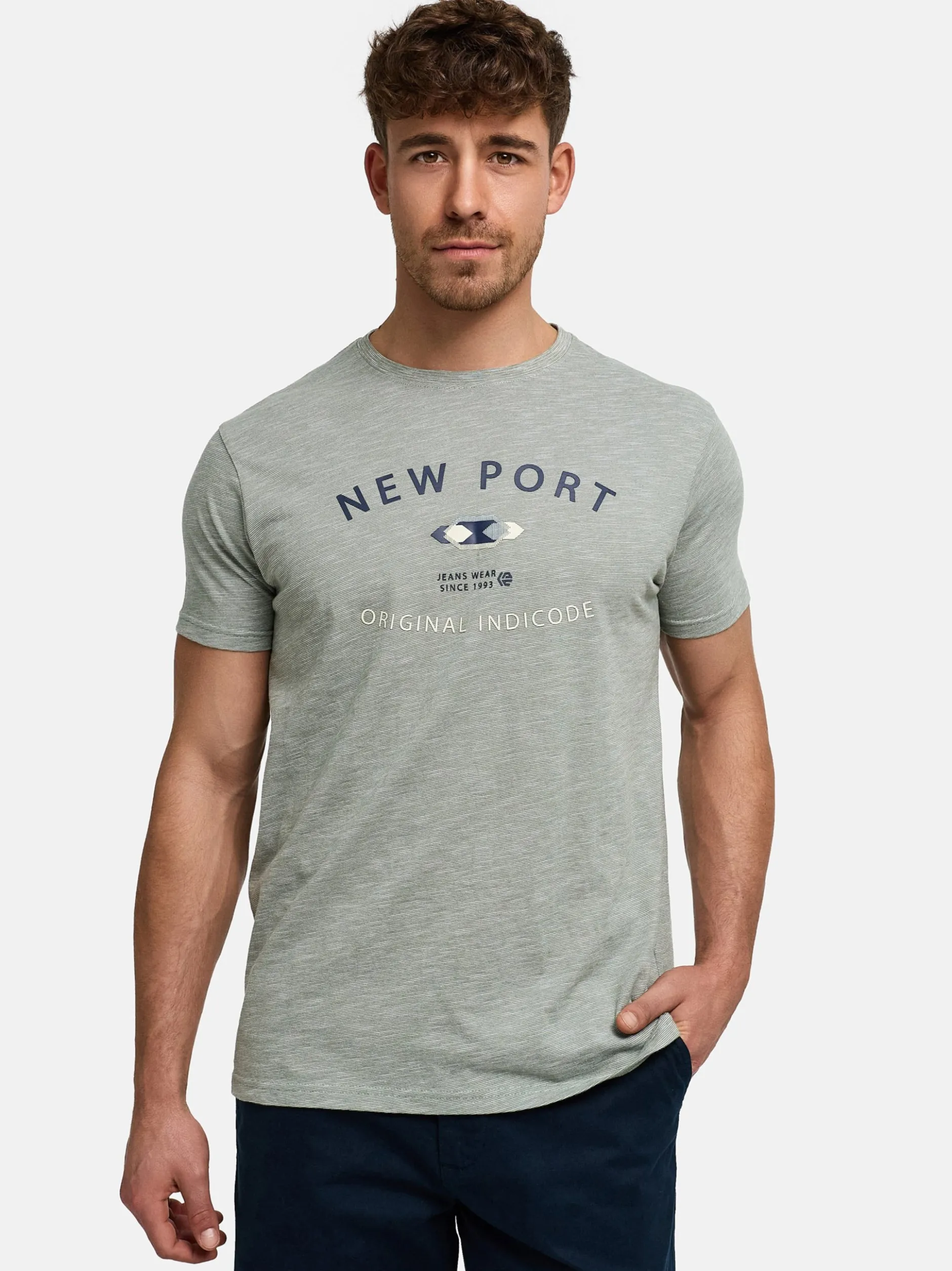 Indicode Herren T-Shirt - INHips in grau
