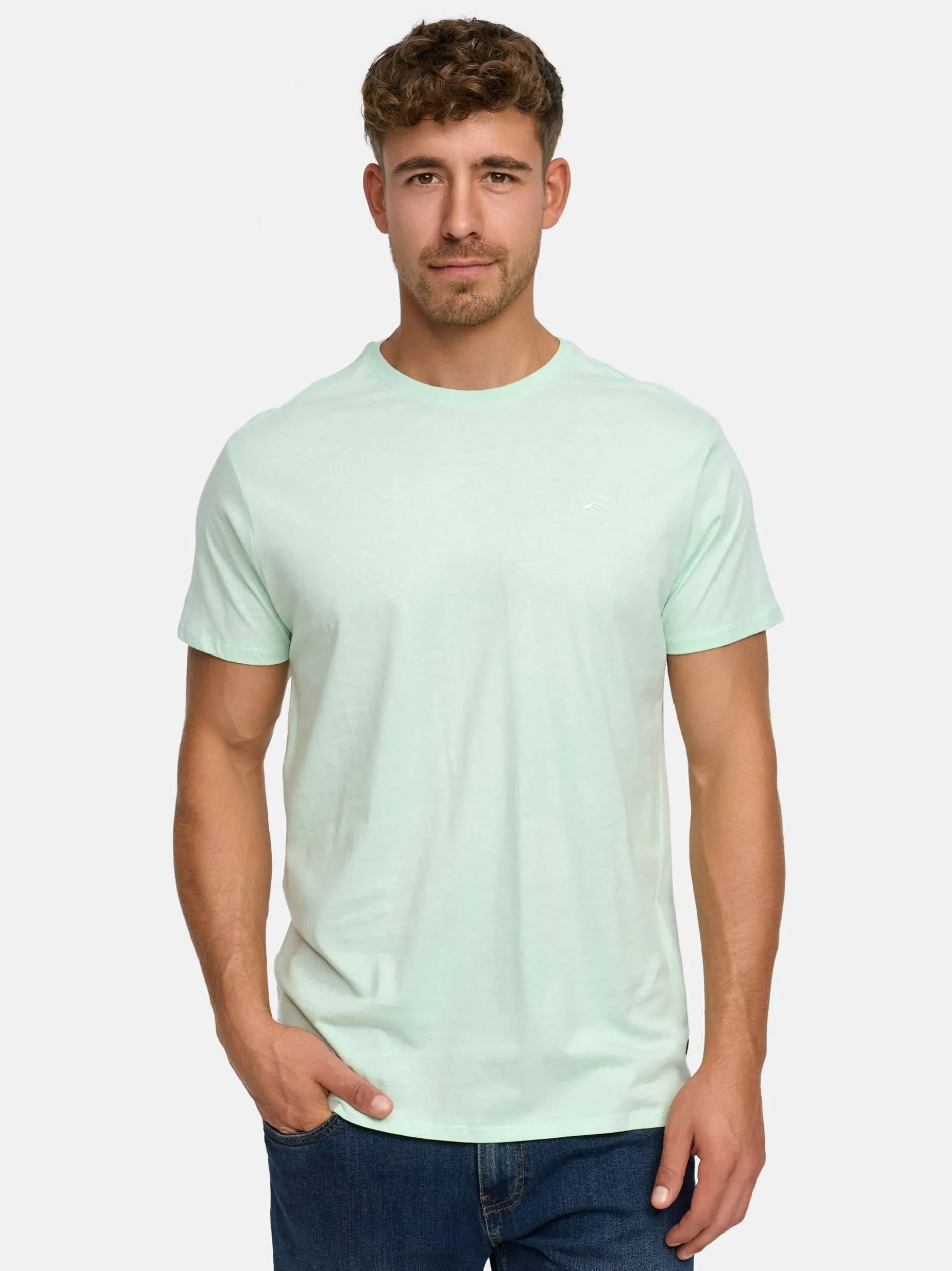 Indicode Herren T-Shirt - Kloge in türkis hellblau
