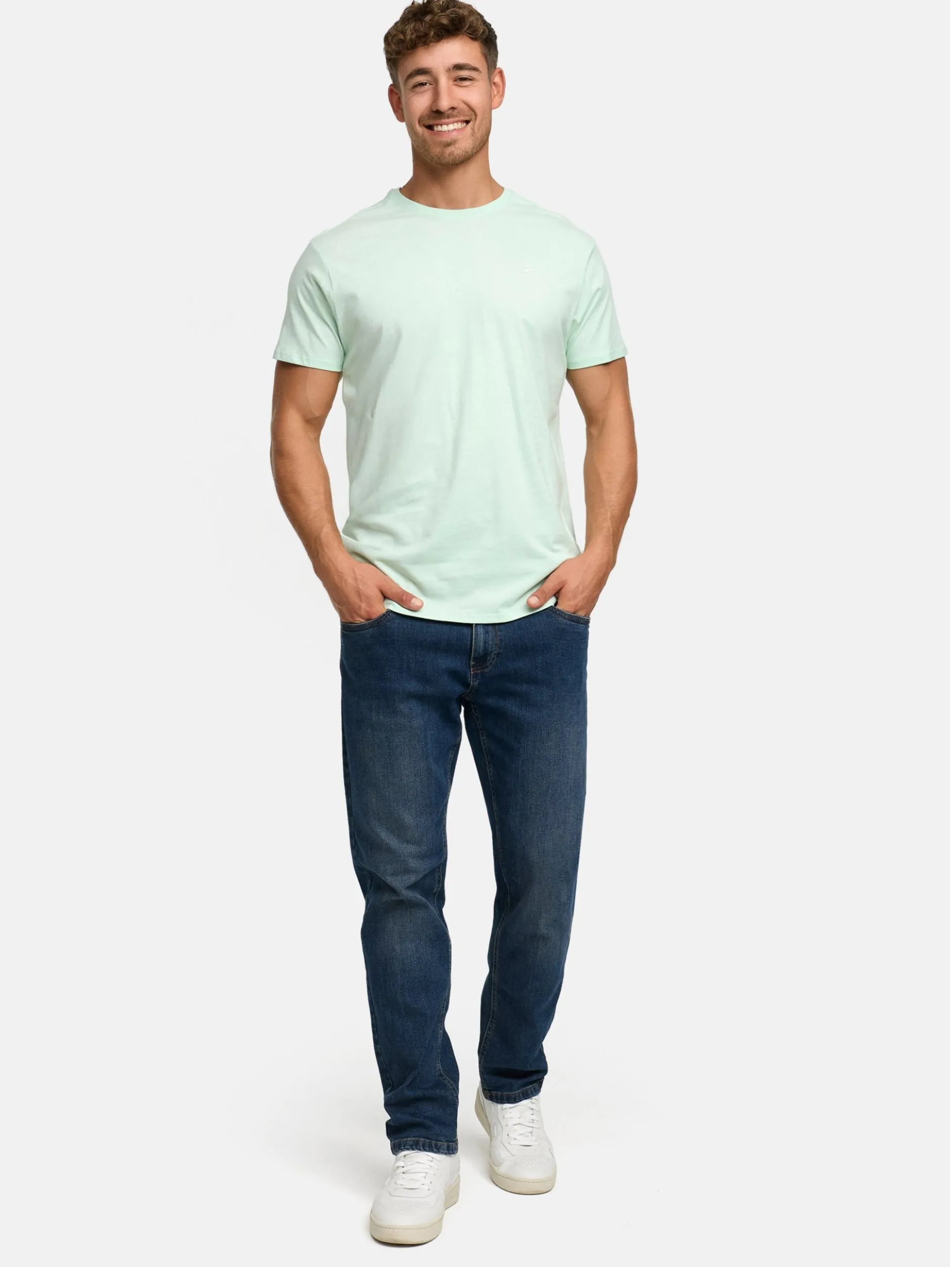 Indicode Herren T-Shirt - Kloge in türkis hellblau