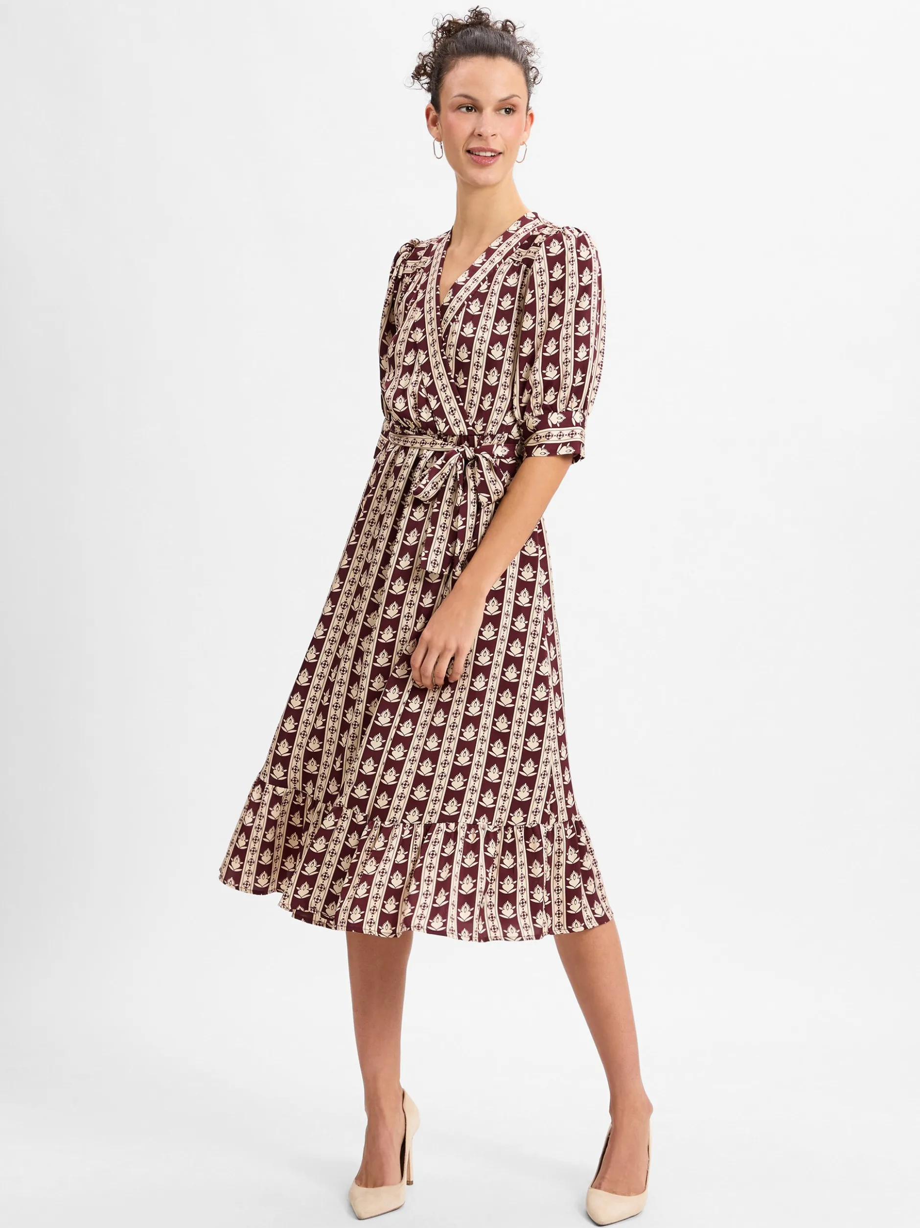 IPURI Damen Freizeitkleid in bordeaux beige