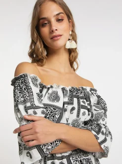 IZIA Damen Carmenbluse in schwarz - Ausschnitt: Carmen