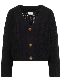 IZIA Damen Cropped Strickjacke in schwarz