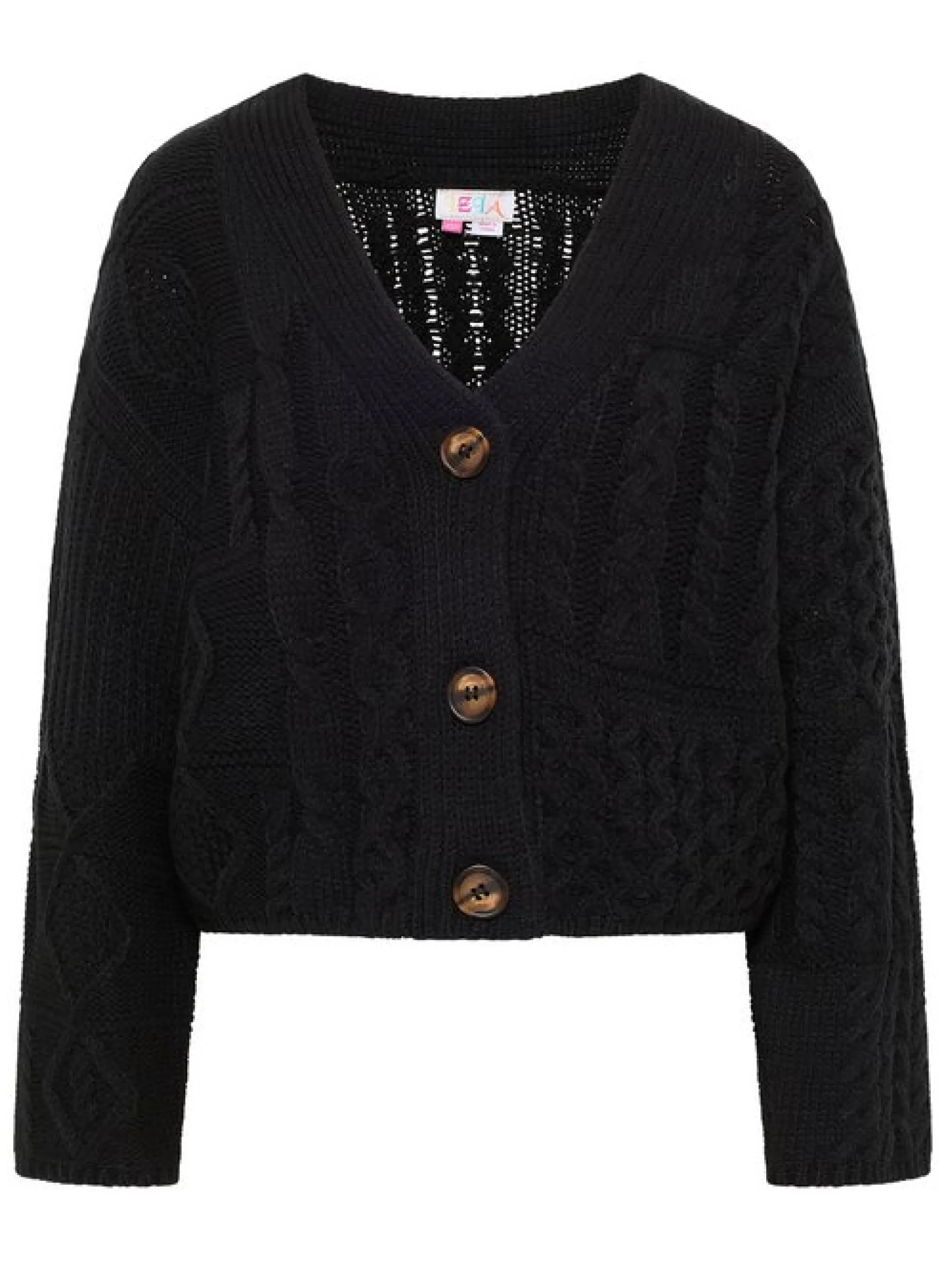 IZIA Damen Cropped Strickjacke in schwarz