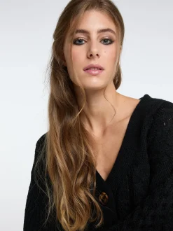 IZIA Damen Cropped Strickjacke in schwarz
