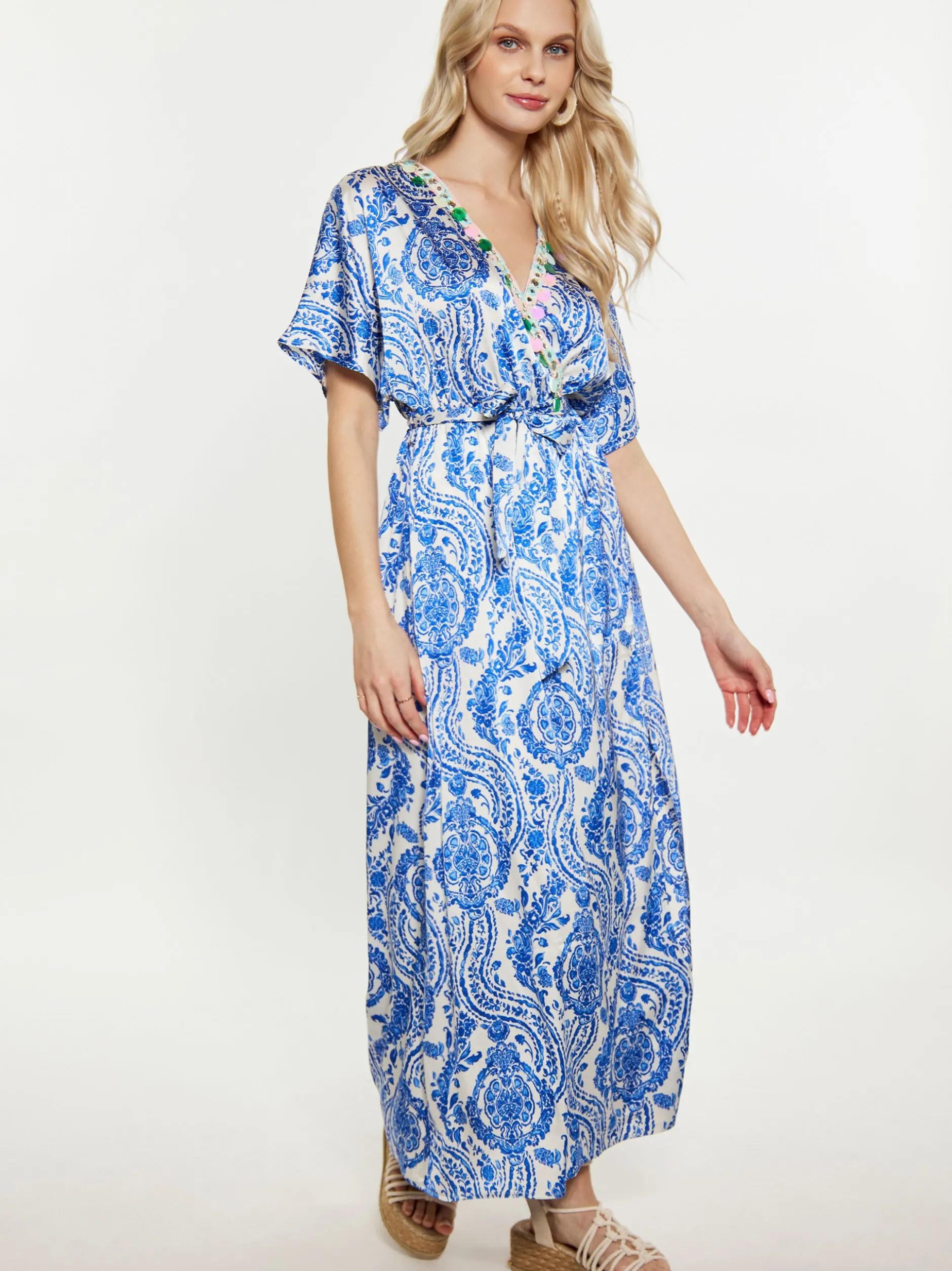 IZIA Damen Kleid in blau - Ausschnitt: V-Ausschnitt