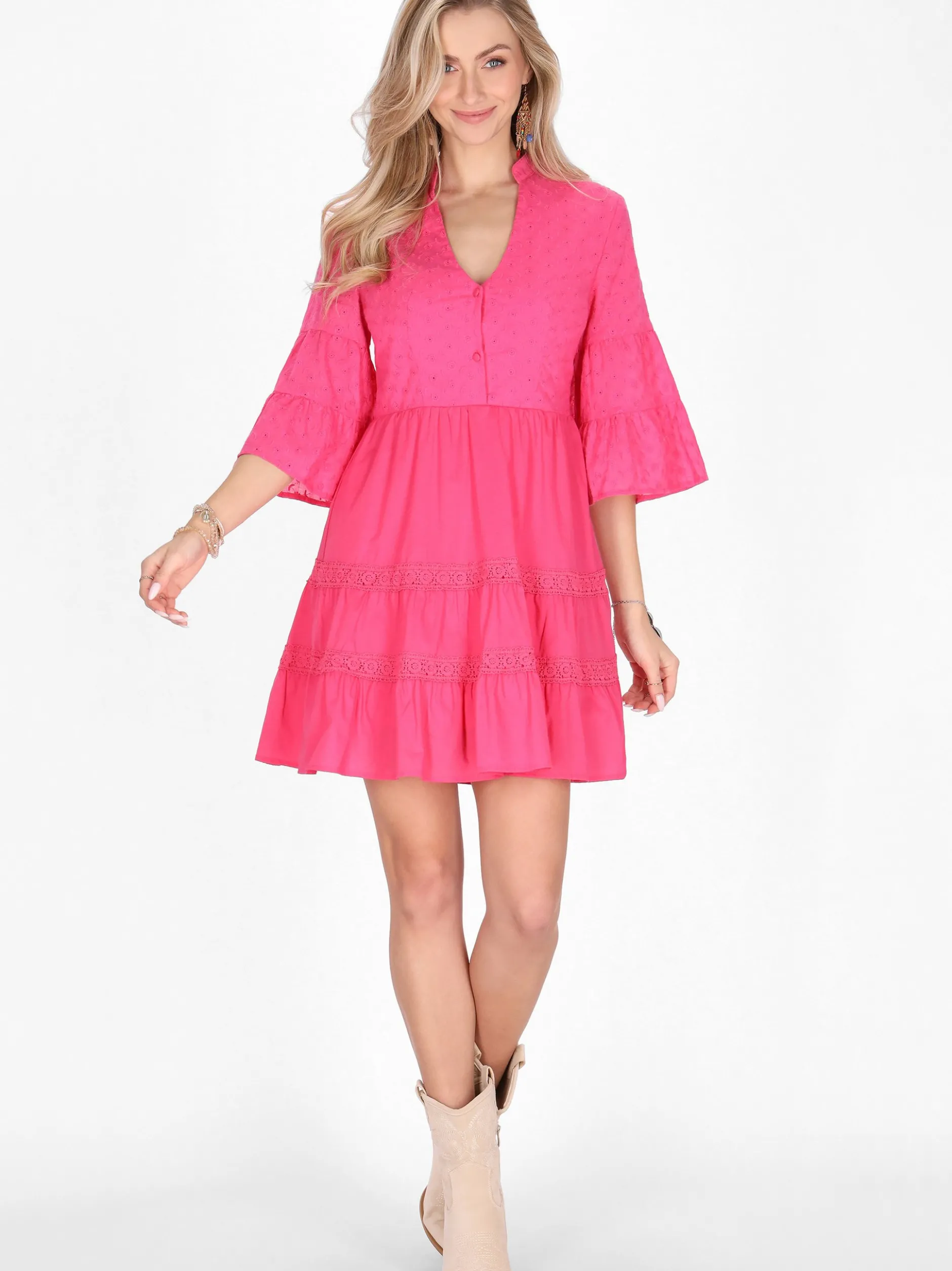 IZIA Damen Kleid in fuchsia - Länge: mittel