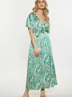 IZIA Damen Kleid in grün - Ausschnitt: V-Ausschnitt