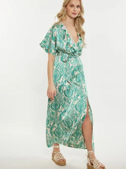 IZIA Damen Kleid in grün - Ausschnitt: V-Ausschnitt