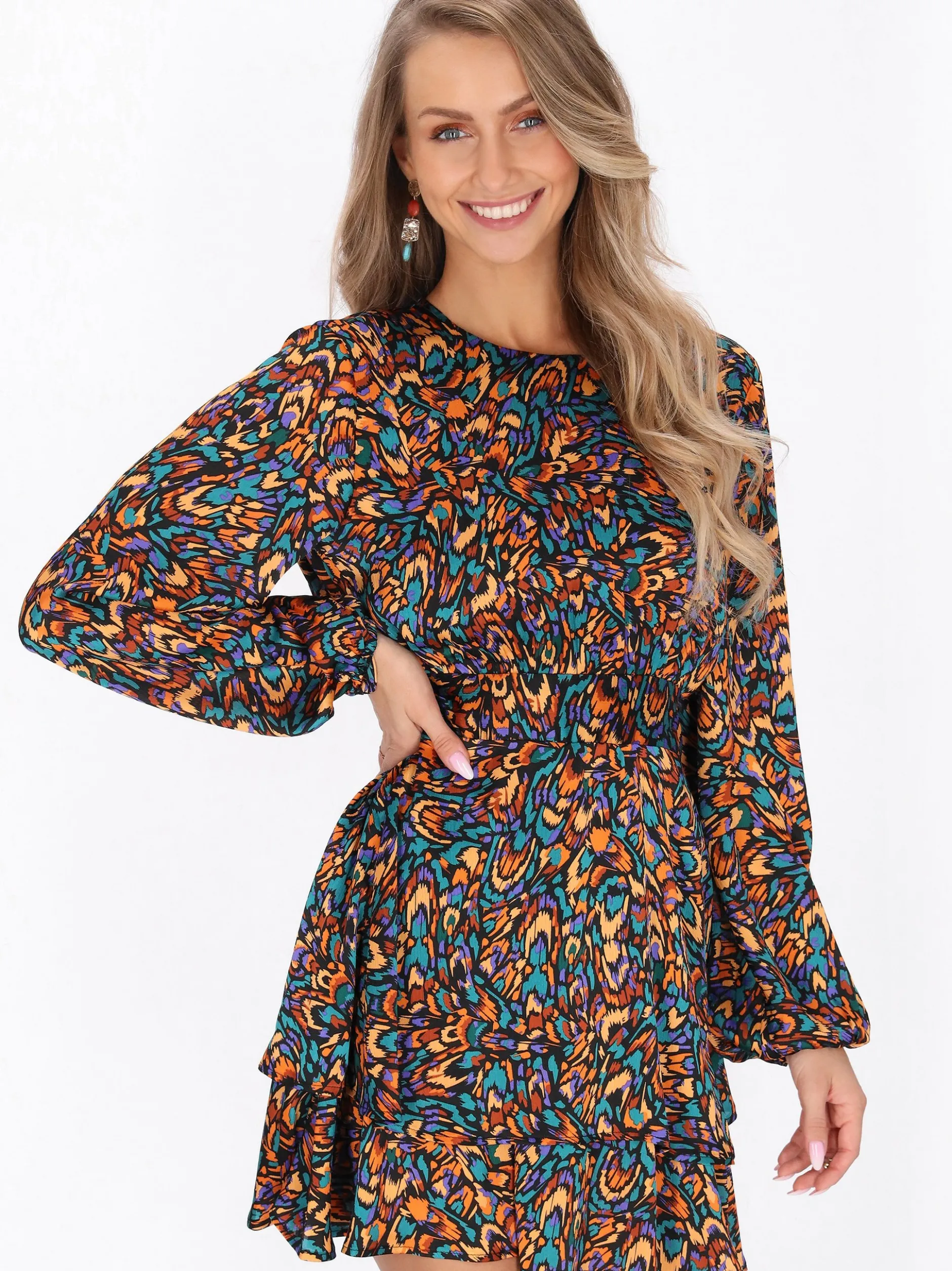 IZIA Damen Kleid in mehrfarbig - Ausschnitt: Rundhals