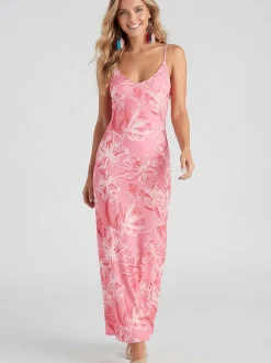 IZIA Damen Kleid in pink - Ausschnitt: Rundhals